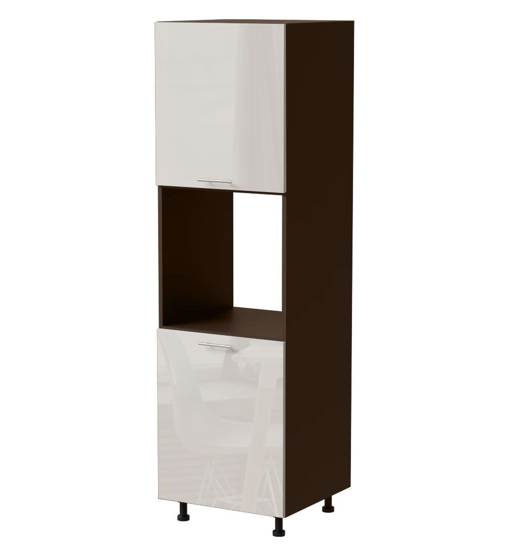 Feldmann-Wohnen Ofenumbauschrank Brerra (D14/RU/2D, 2 Türen, 2 Einlegeböden, 1 Gerätefach, 1-St., moderne Optik, lackierte Fronten, 60x59x207cm) lava / RAL 9001 creme Hochglanz