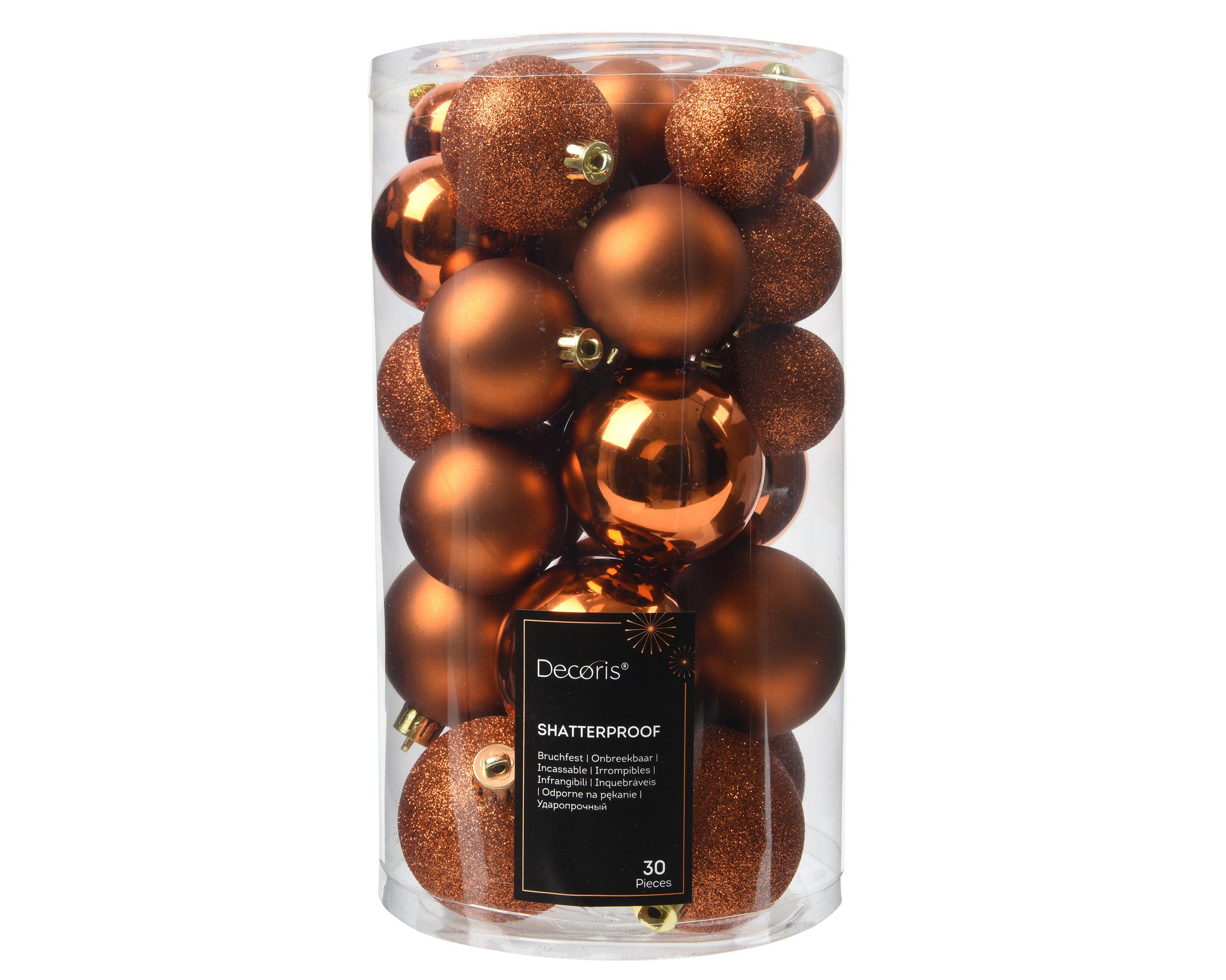 Kaemingk Weihnachtsbaumkugel, Weihnachtskugeln Kunststoff 4-6cm Mix 30er Set - Warm Orange