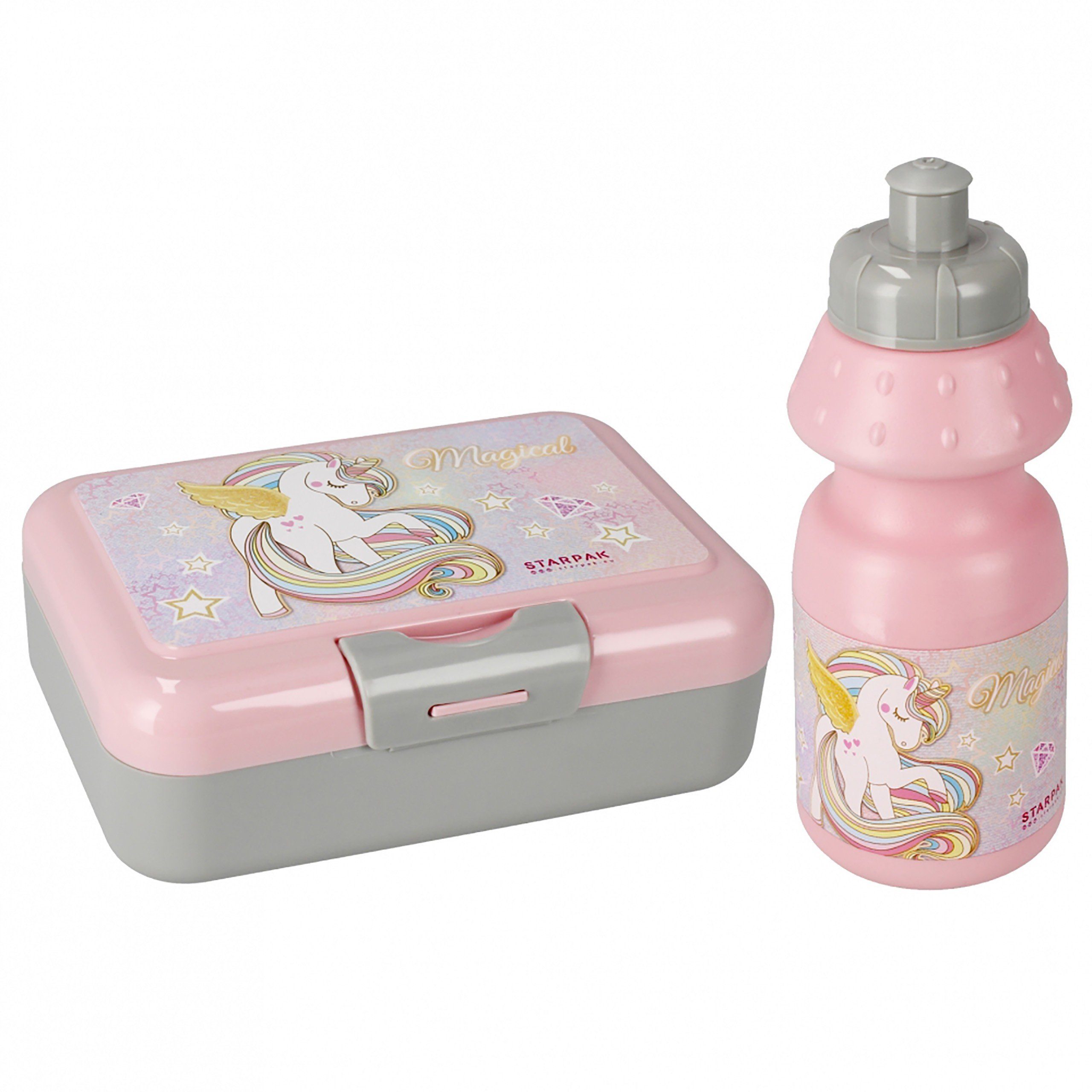 Sarcia.eu Lunchbox Einhorn Frühstücksset, Bidon+Frühstücksbox