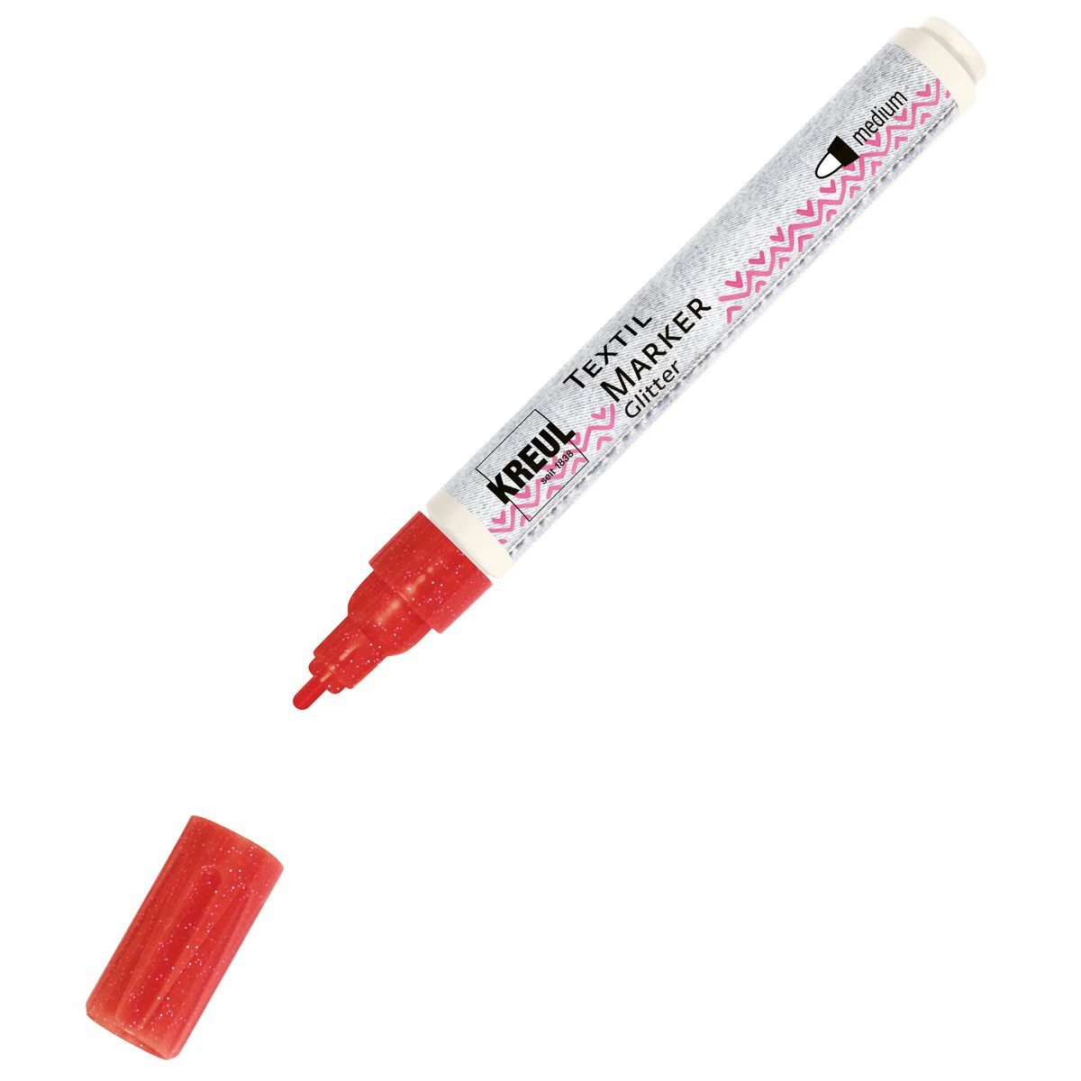 Textilmarker KREUL Textilmarker Glitter medium rot