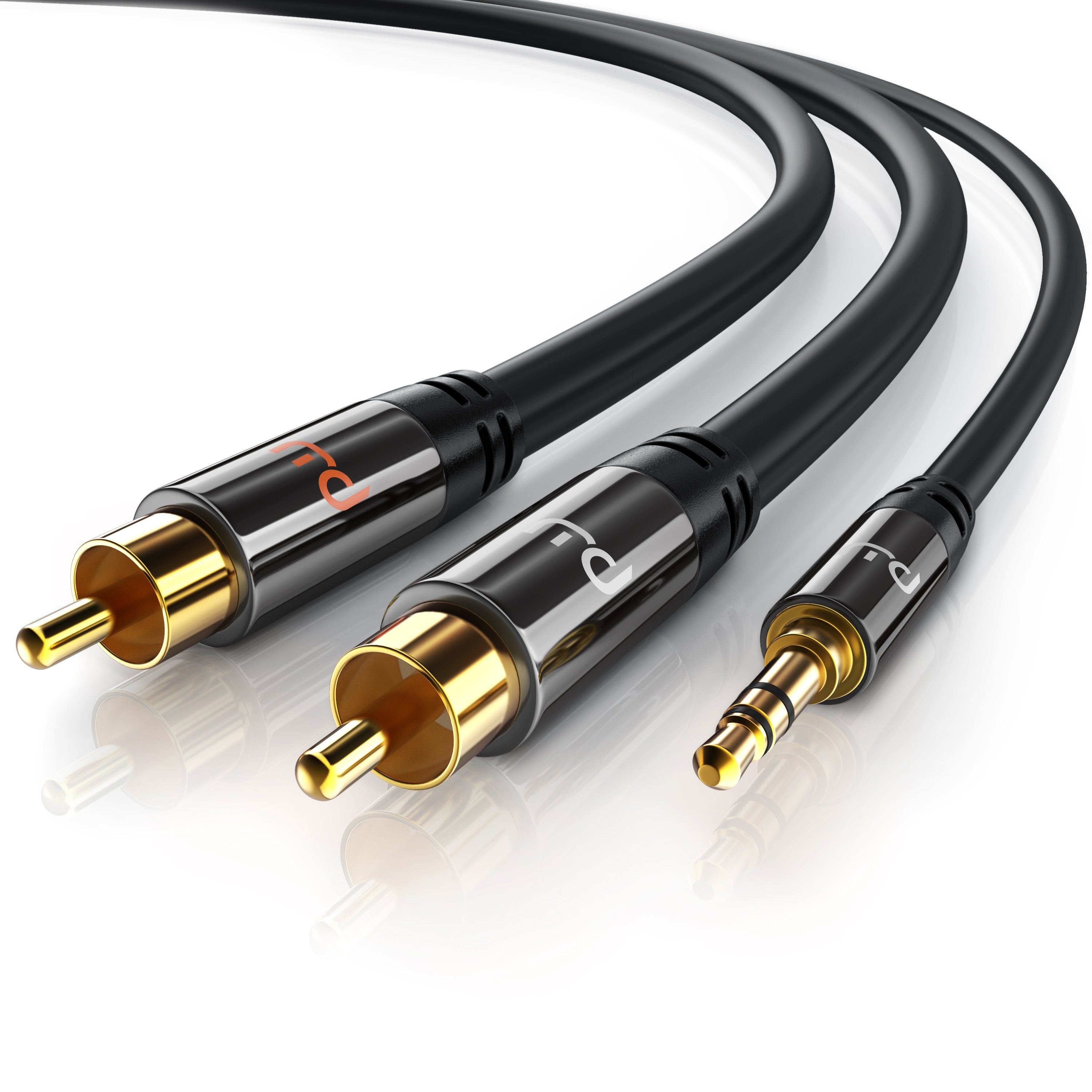 Primewire Stereo HiFi Audio-Adapter mehrfach geschirmt - 1m Audio-Kabel, 3,5-mm-Klinke, Cinch, RCA, AUX (100 cm), 3,5 mm Klinke, für Smartphone, Auto, HiFi und Kopfhörer, klarer Sound