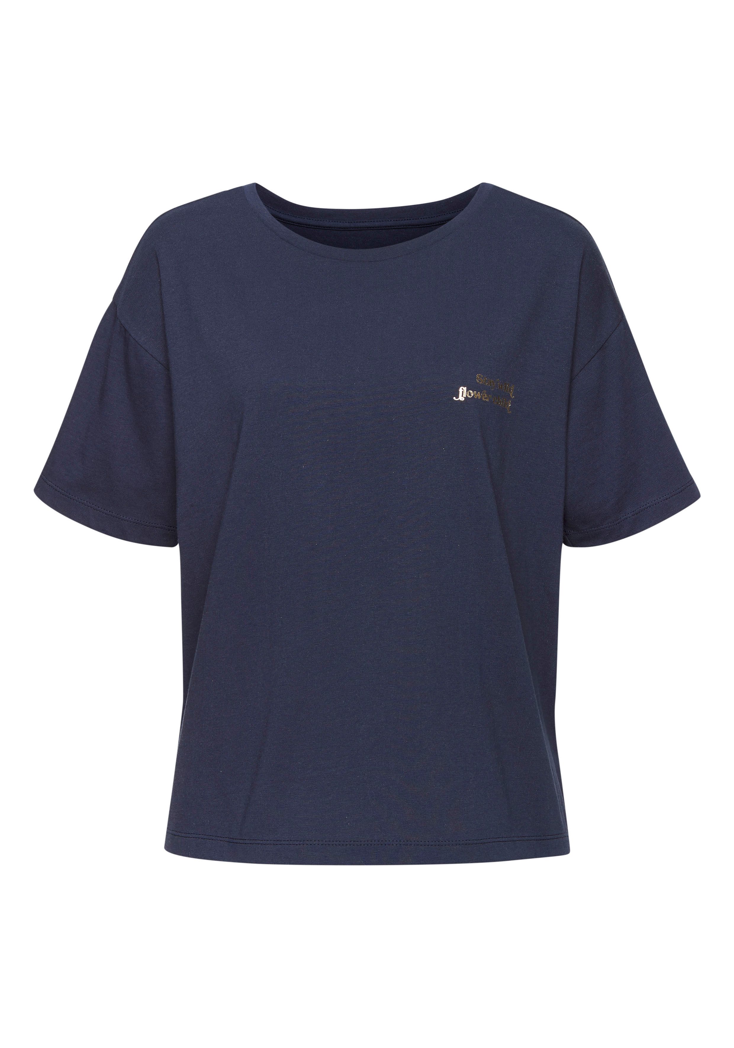 LASCANA T-Shirt mit tollen glänzenden Foliendruck, Loungewear