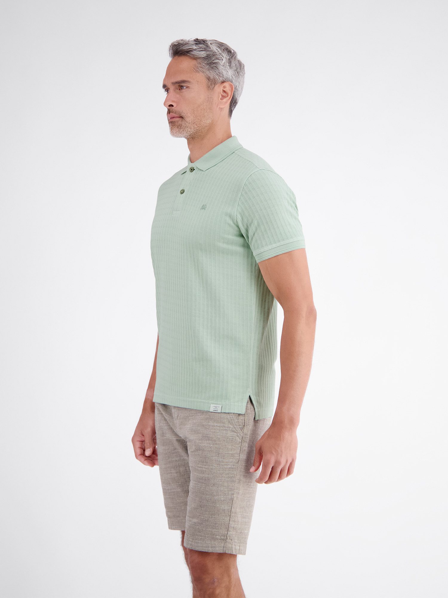 LERROS Poloshirt Poloshirt aus Jaquard mit Waffelstruktur in Vintage-Optik