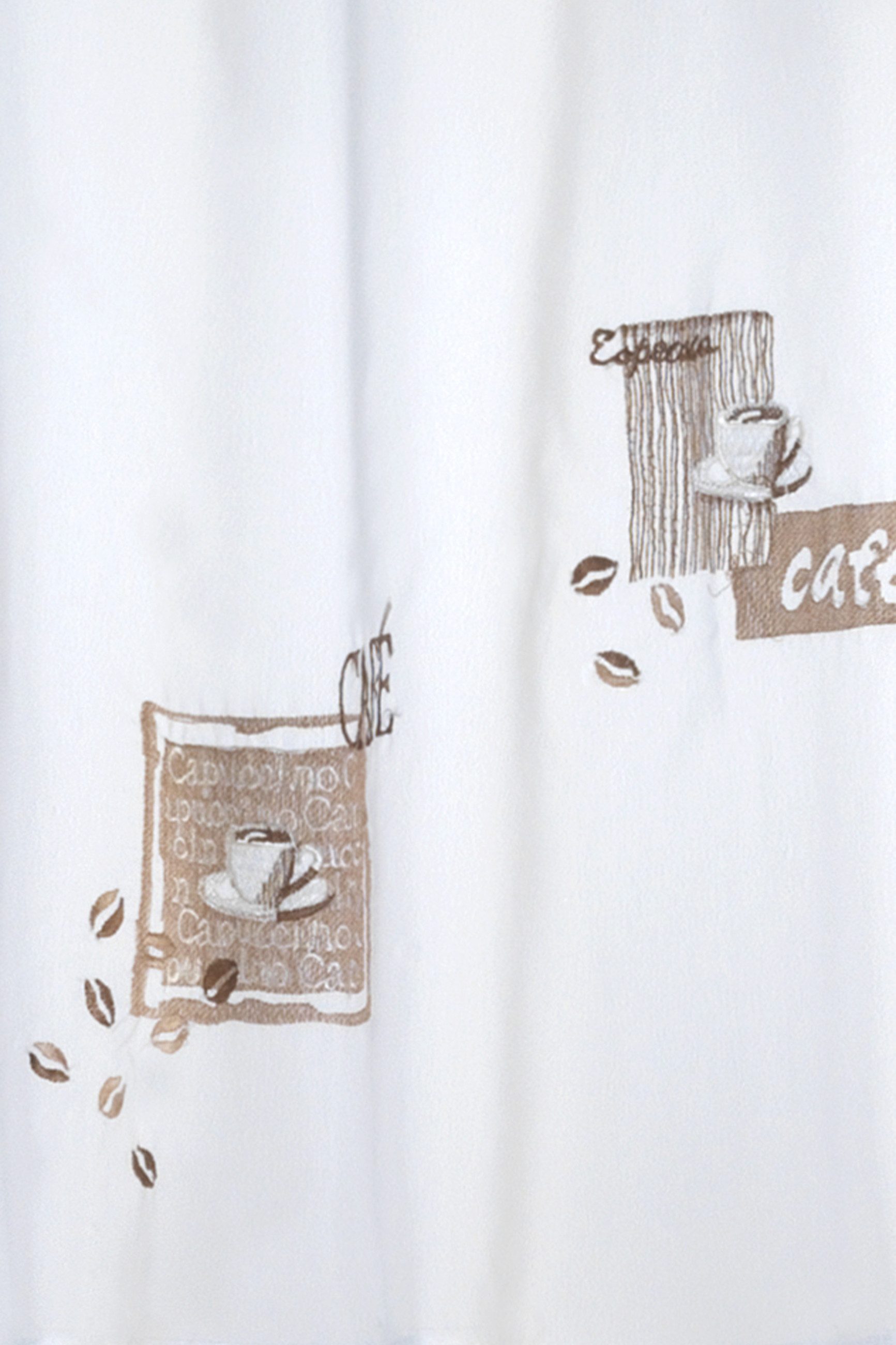 ELBERSDRUCKE Scheibengardine Bistrogardine Cafe weiß-braun transparent 48x1 günstig online kaufen