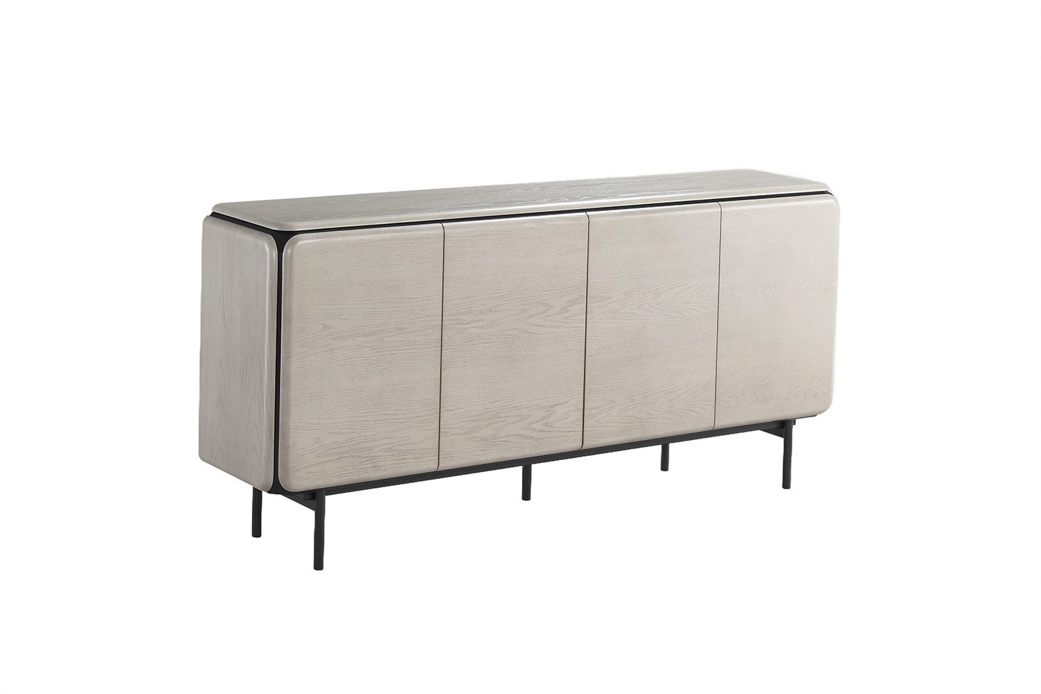 KAWOLA Sideboard AVRIL moderne Kommode, viel Stauraum, 4 Türen Eiche grau, Einlegeböden verstellbar