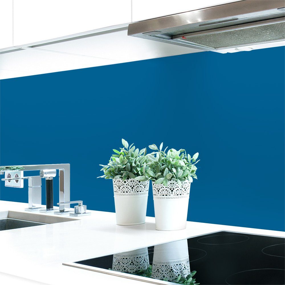 DRUCK-EXPERT Küchenrückwand Küchenrückwand Blautöne 2 Unifarben Premium Hart-PVC 0,4 mm selbstklebend Capriblau ~ RAL 5019