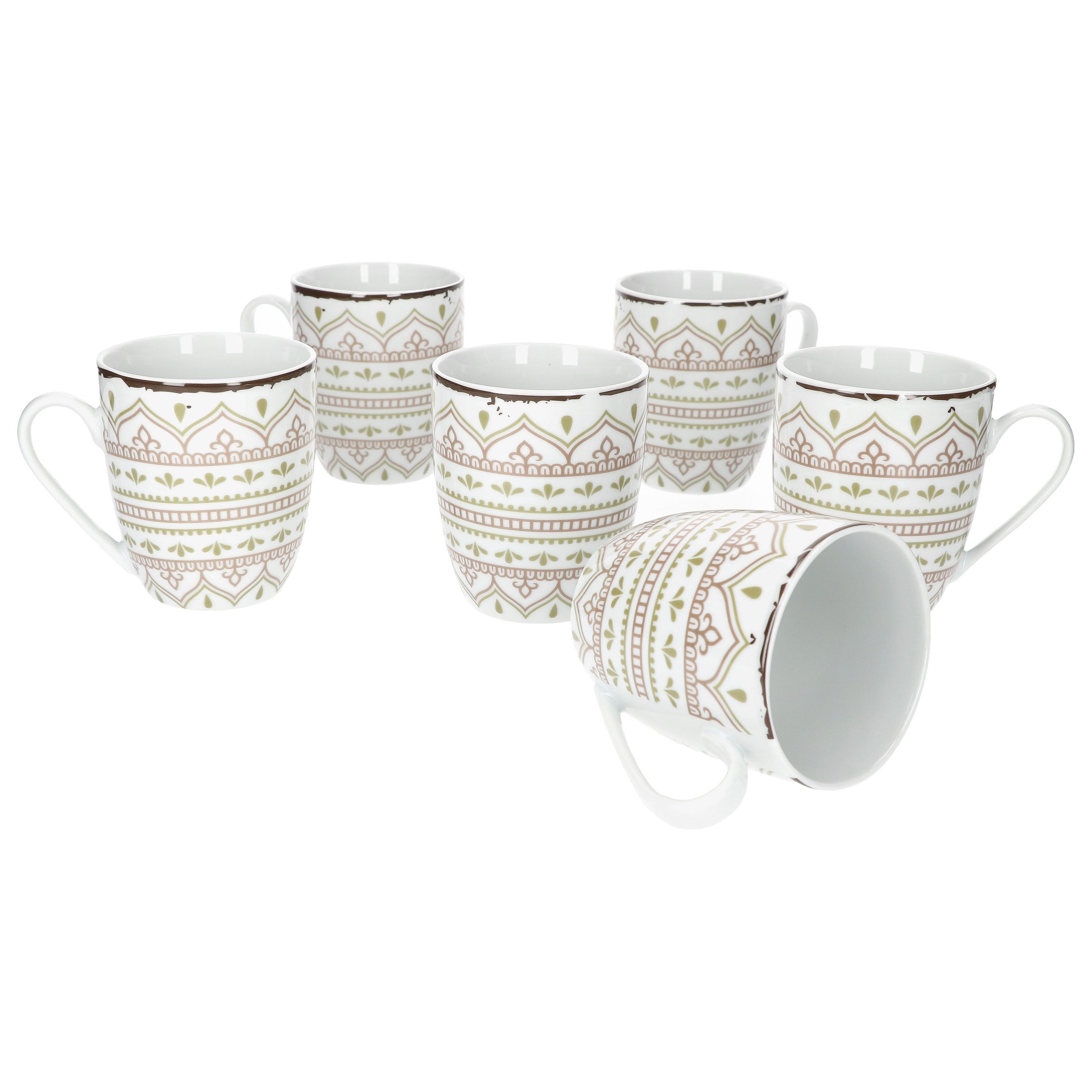 van Well Becher 6er Set Kaffeebecher Riva 400ml Porzellan, Porzellan