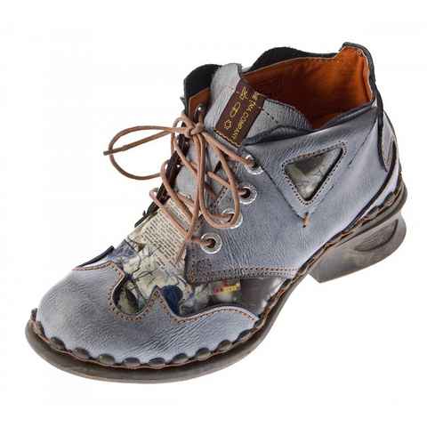 TMA Leder Stiefeletten Knöchel Schuhe TMA 5155 Boots Stiefelette Used Look, Zeitungsdruck, Ungefüttert, Ganzjahresartikel