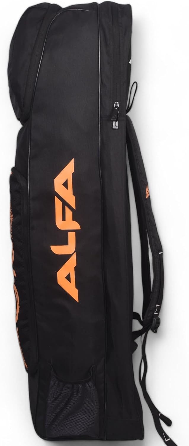 ALFA Hockeytasche Cyclone Hockey Schläger Kit Tasche Schwarz-Mango Verstellbar (Hockey Schläger & Kit Tasche, Verstellbare Größe Polyester), Doppelfunktion, geräumig, gepolstert belüftet