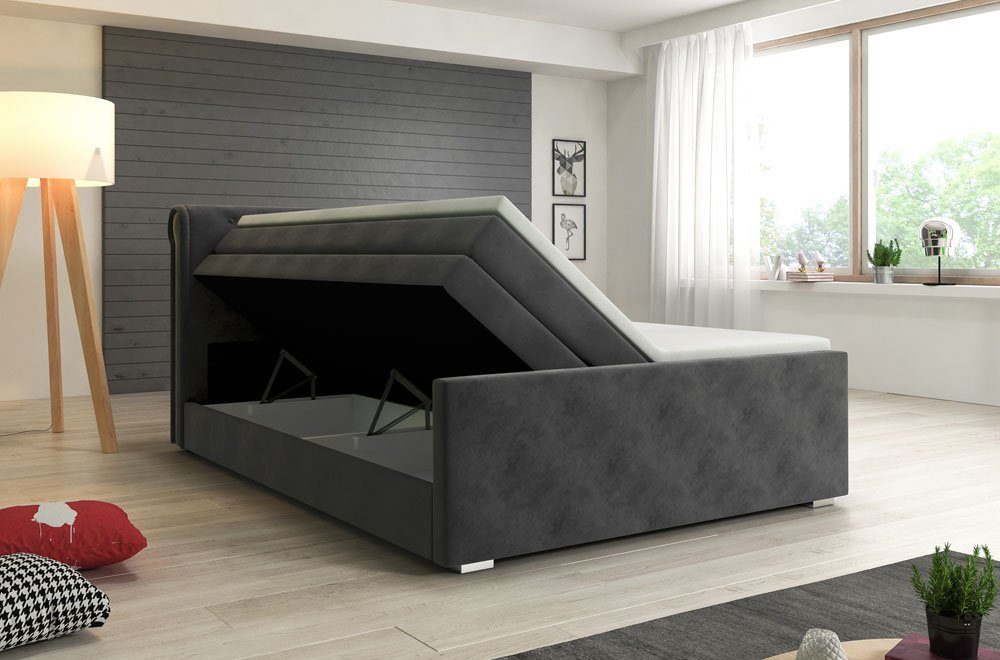 Hotel Bett Designer Kunstleder Polster Boxspringbett Betten Bett, JVmoebel Doppel