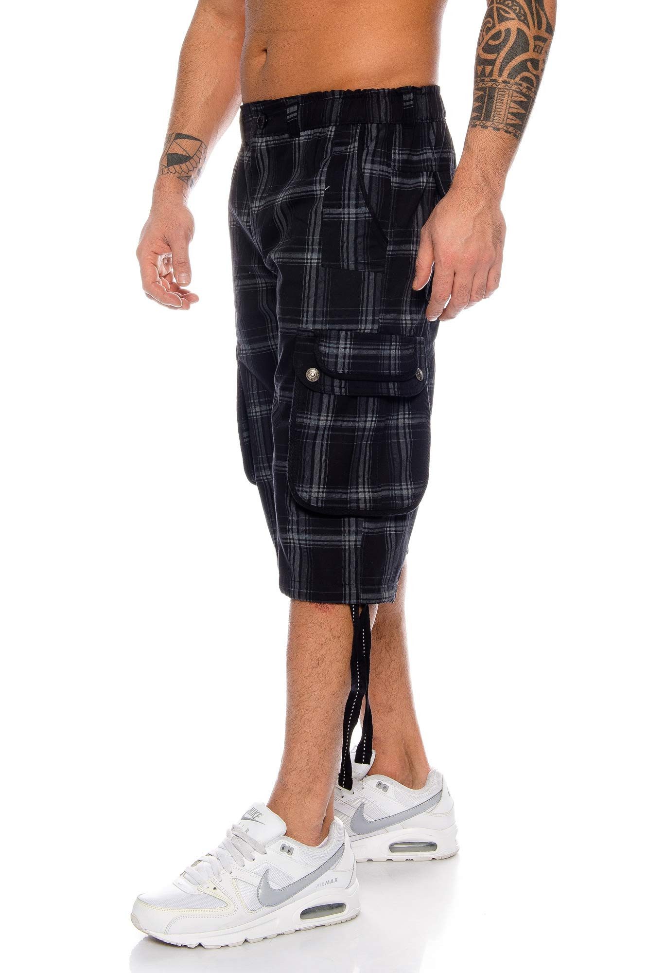 Kendindza Cargobermudas 3/4 Bermuda Shorts Herren, Kurze Hose Herren, Cargo Shorts Dehnbund Taschen Capri Cargohose kurz