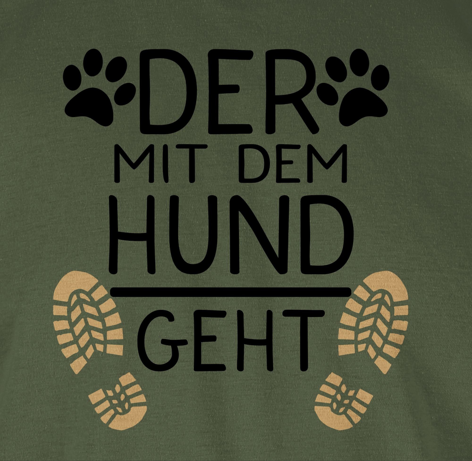 Shirtracer T-Shirt Der Geschenk geht Hund - Army dem mit für Grün schwarz 02 Hundebesitzer