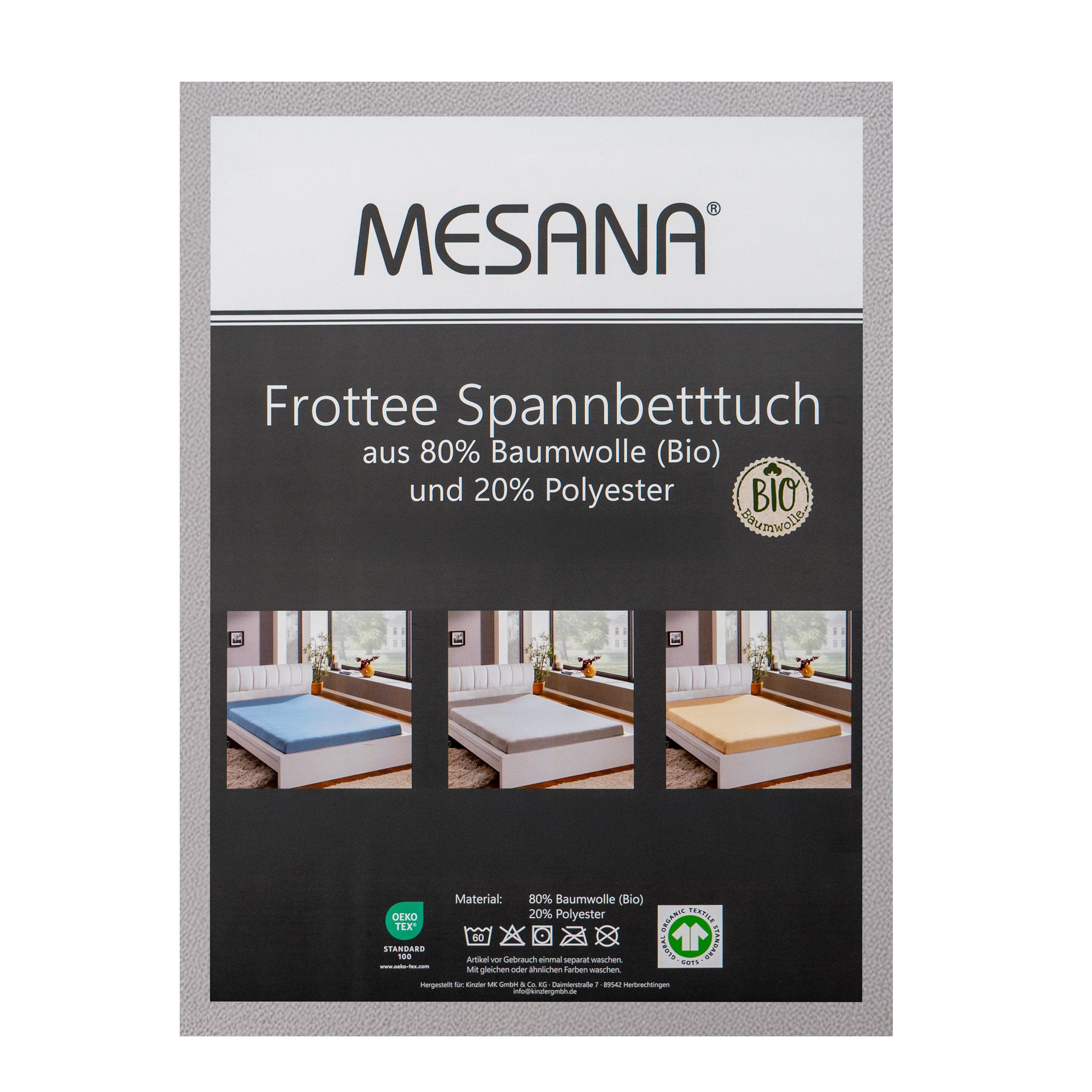 MESANA Spannbettlaken Frottee, Baumwolle, Gummizug: rundum, (1 Stück), unifarben