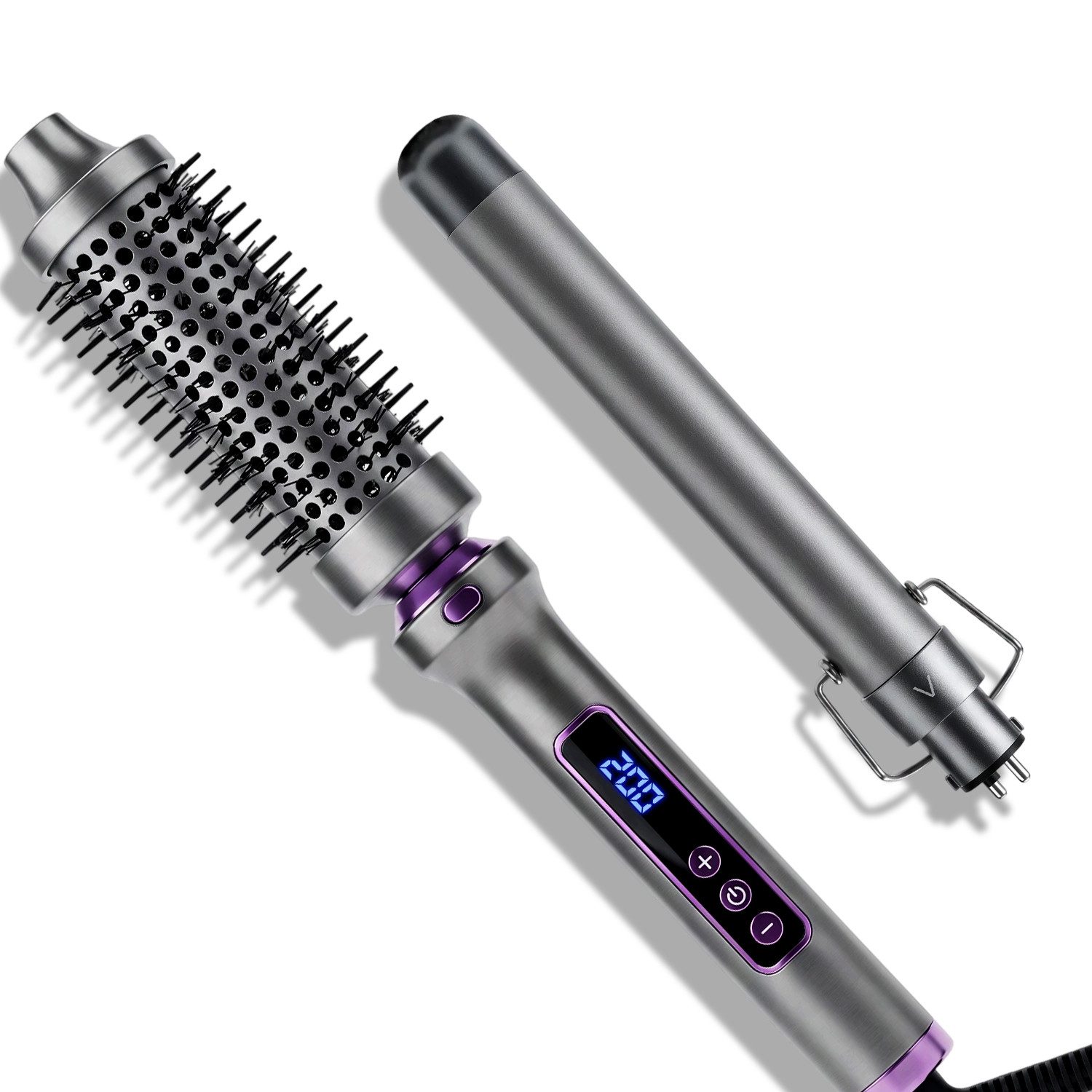 CkeyiN Pro Lockenstab 2 in 1 Lockenstäbe Set, Hair Curler, 38 mm/25 mm, 11 Temperaturen, Keramik, für Große Locken, Negative Ionen,PTC-Schnellheizung, LCD-Display