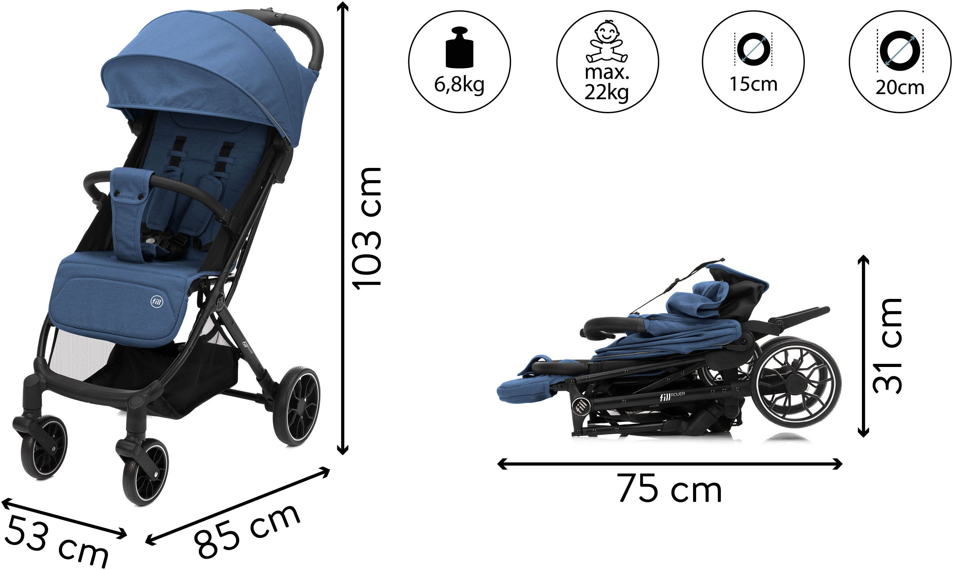 Fillikid Kinder-Buggy Rover, mit Trollyfunktion