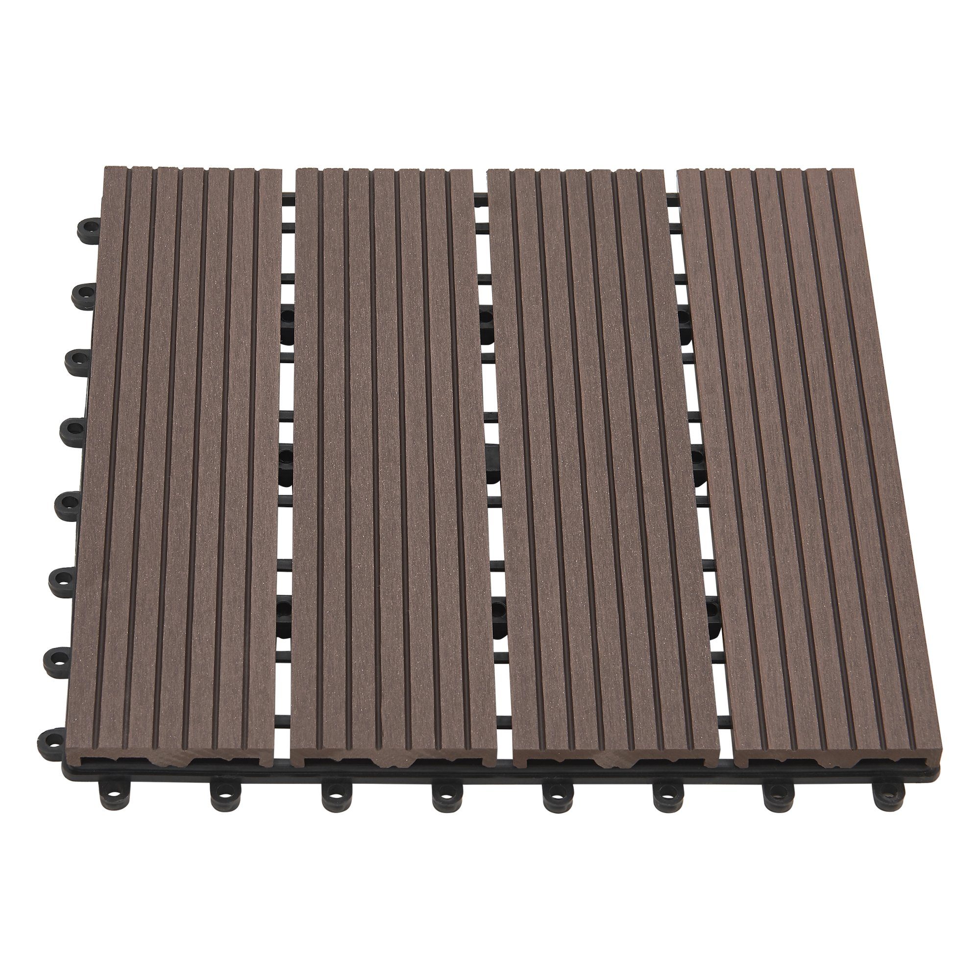 en.casa Klickfliesen, Set, 11 Stk., »Schramberg« WPC Fliesen 11er Set 1m² Dunkelbraun