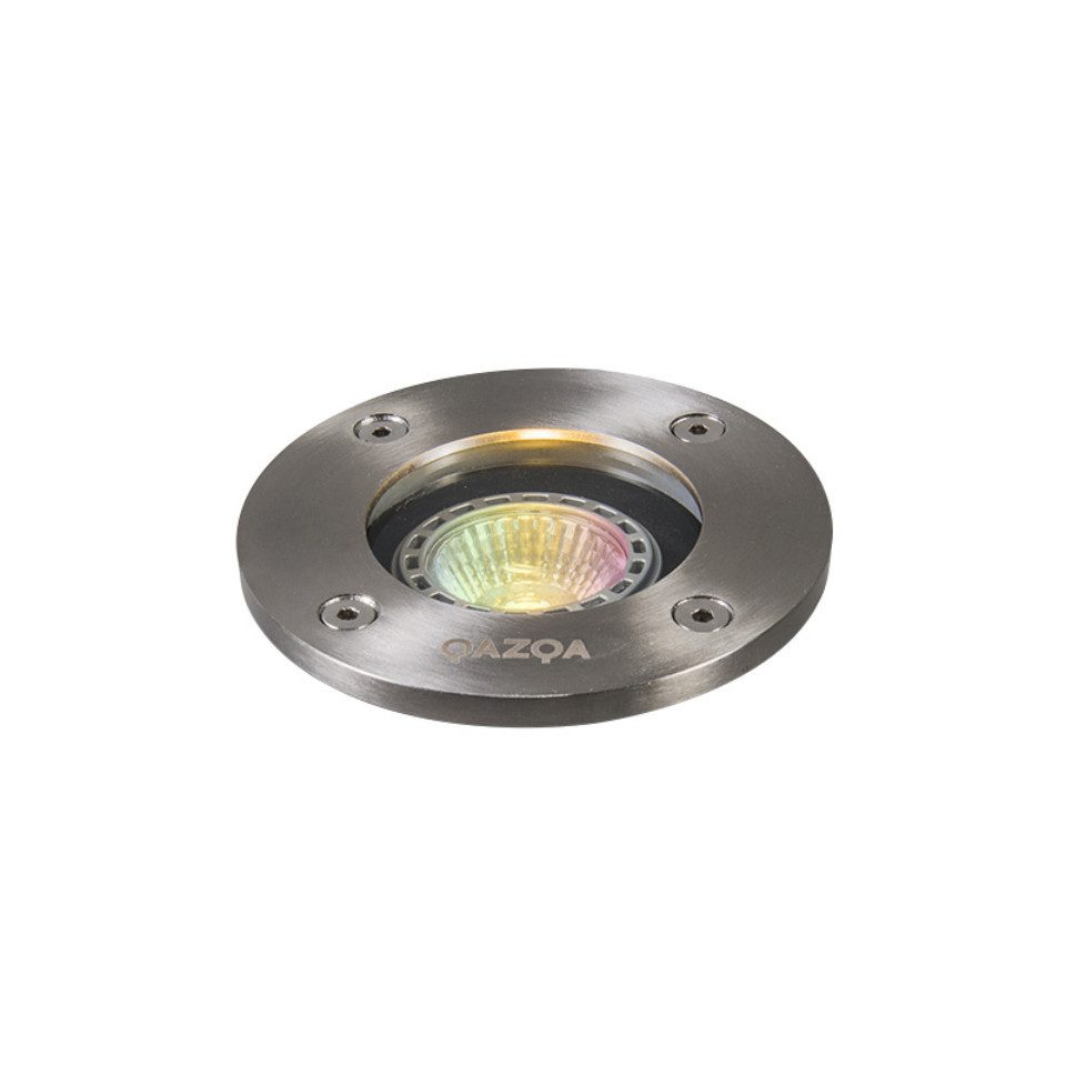 Qazqa Gartenstrahler Basic, LED wechselbar, GU10, Stahl, Modern, Edelstahl, 1-flammig