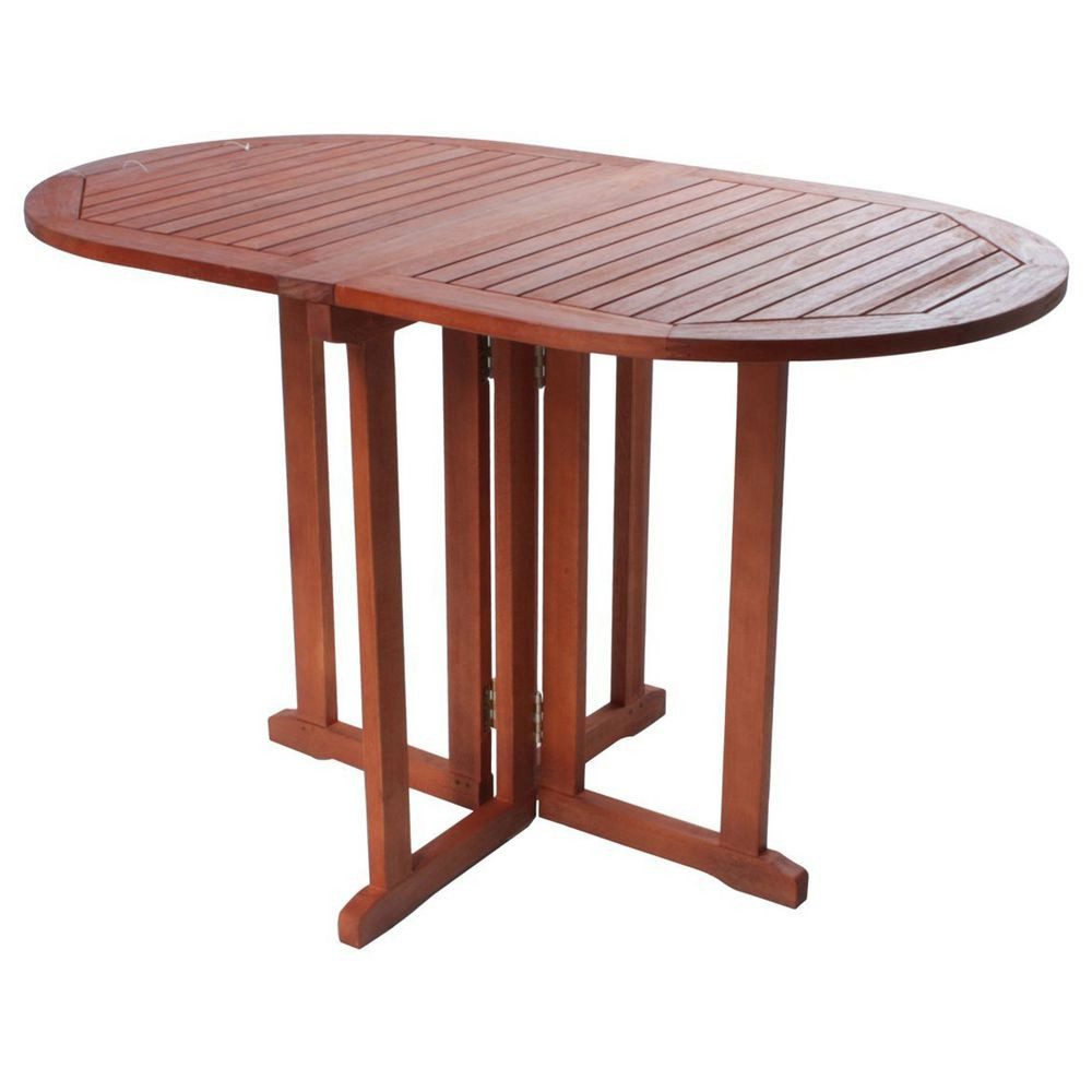 Lomadox Garten-Essgruppe HGA-120, Balkontisch klappbar, oval, Eukalyptusholz, ca. 120x73x70 cm