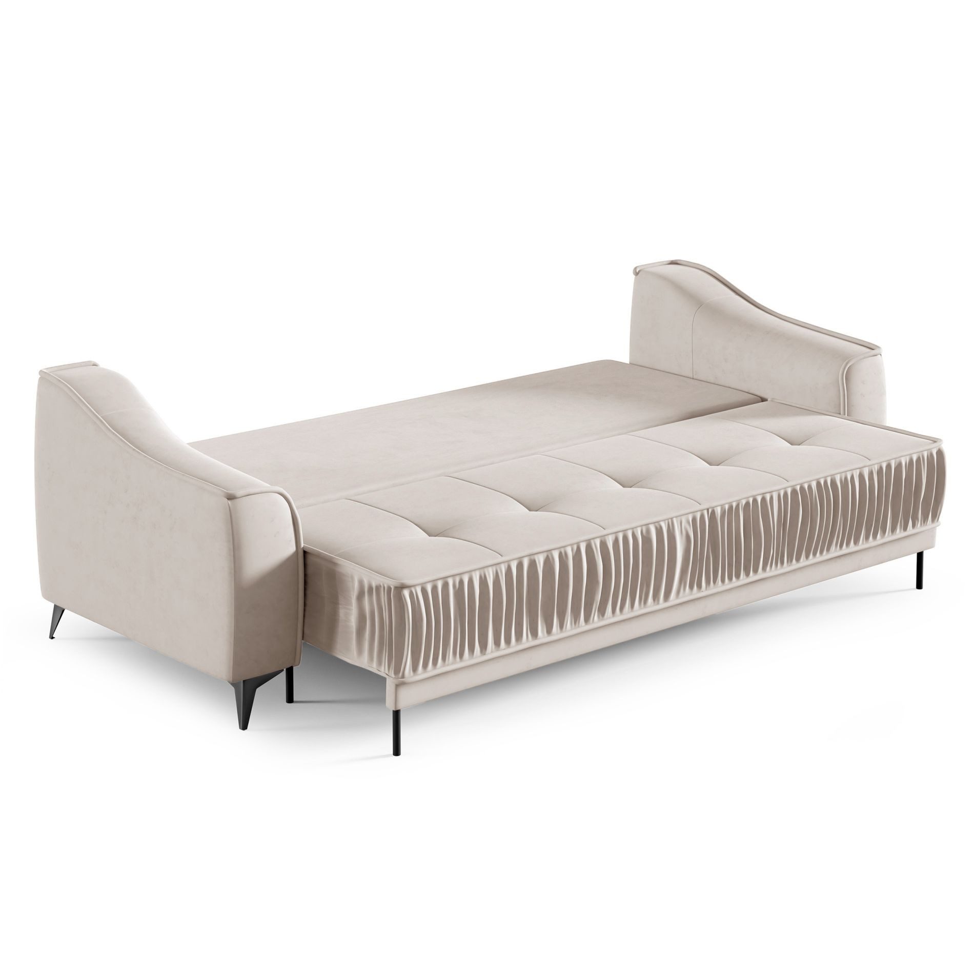 Selsey Schlafsofa, mit Schlaffunktion, Stauraum, Chenille und Zierkissen, 221 cm