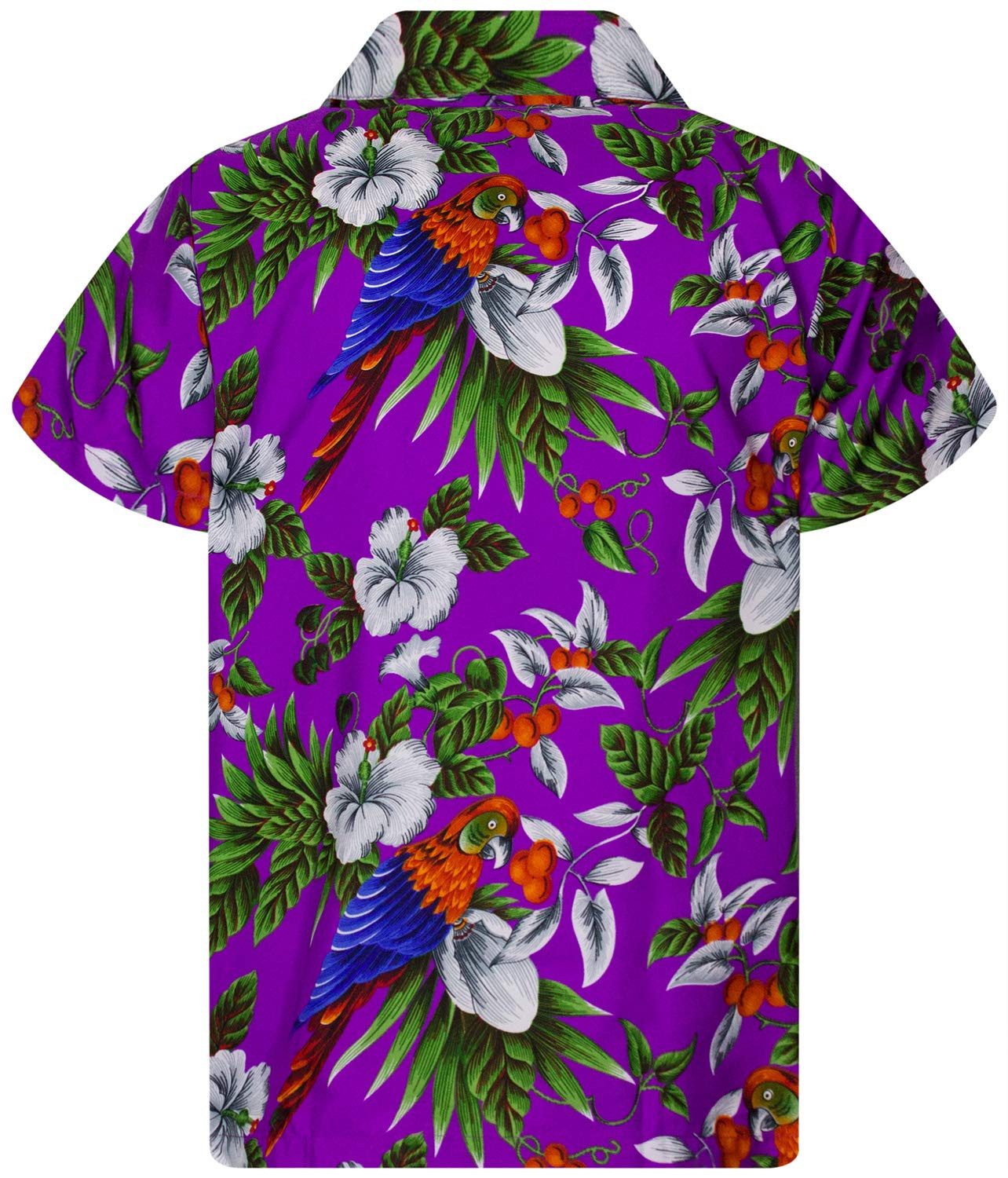 King Kameha Hawaiihemd Cherry Parrot Kids Funky Hawaii-Hemd Kinder Kurzarm Front-Tasche