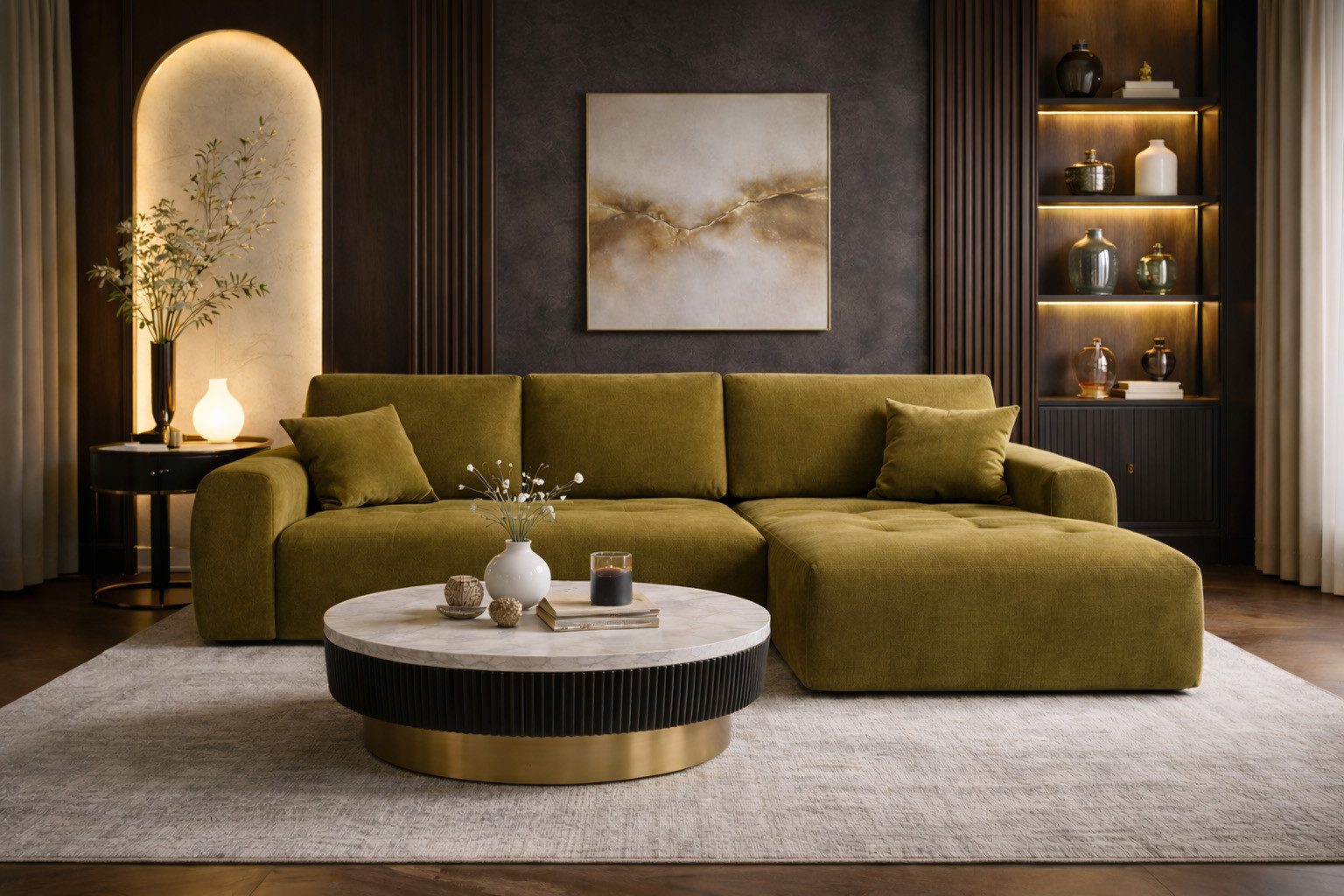 Kaiser Möbel Ecksofa mit Schlaffunktion und Bettkasten Ivo XL aus Veloursstoff Salvador, XL-Format,hoher Sitz- und Schlafkomfort,pflegeleichter Veloursstoff