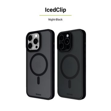 Artwizz Smartphone-Hülle IcedClip +CHARGE, Stoßfestes Soft-Touch Case mit Ladefunktion, Schwarz, iPhone 15 Pro Max