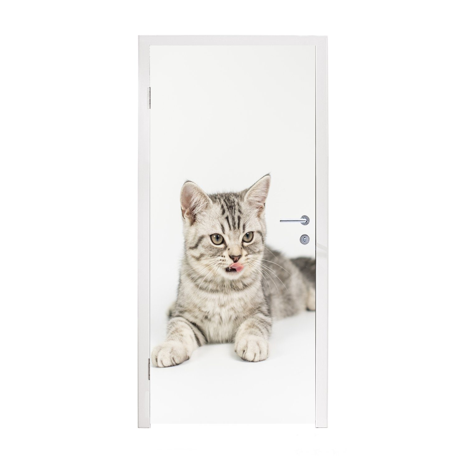 MuchoWow Türtapete Kitten - Weiß - Sohle - Mädchen - Kinder - Jungen - Kind, Matt, bedruckt, (1 St), Fototapete für Tür, Türaufkleber, 75x205 cm