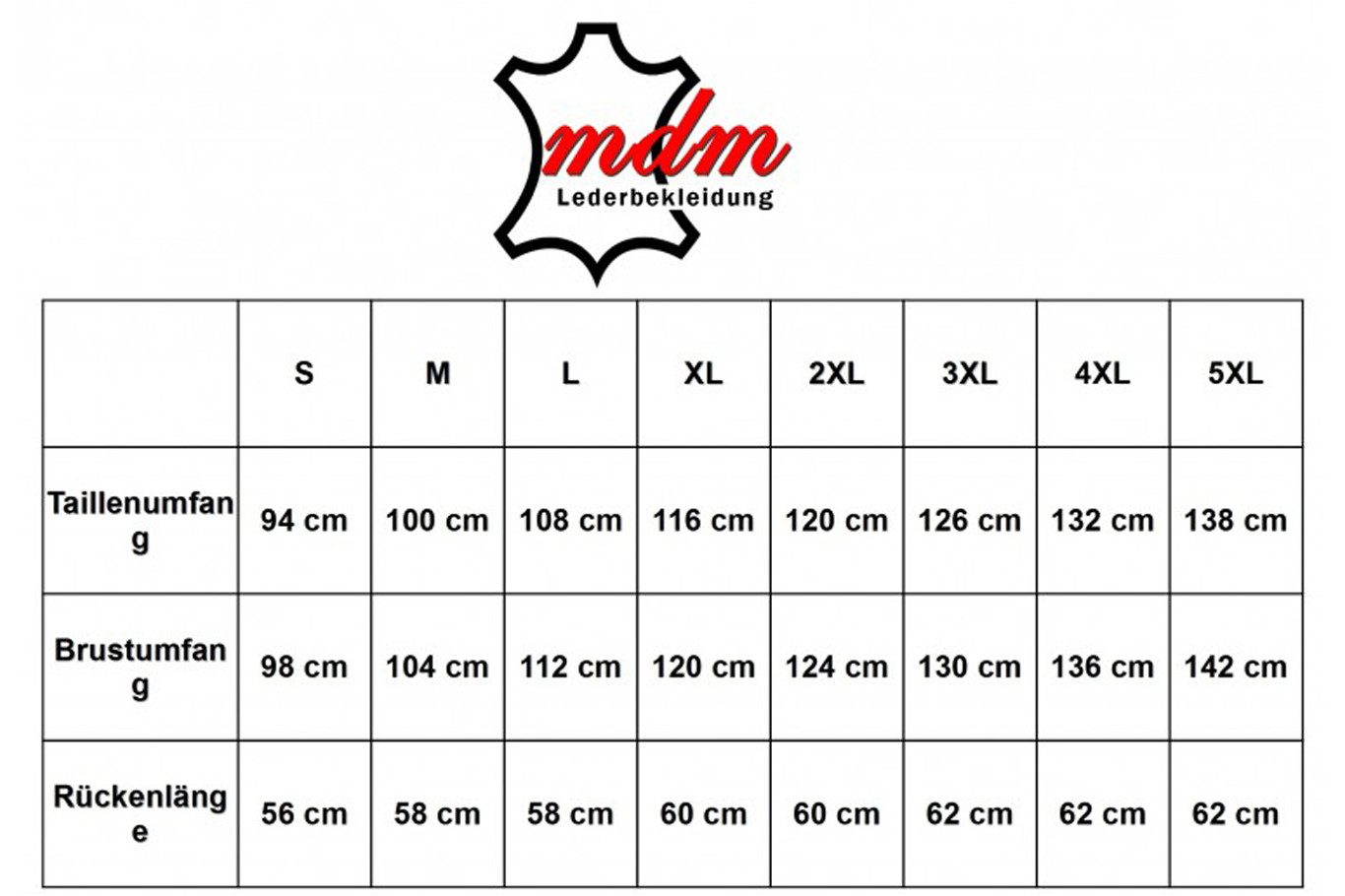 MDM Lederweste Matt Schwarze Herren Biker Lederweste