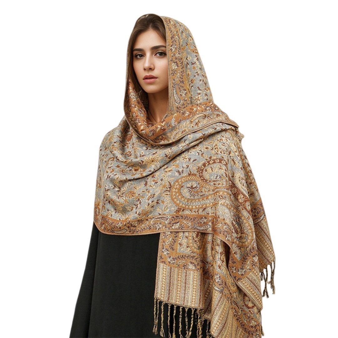nsihing Modeschal Warmer Schal für Damen, Weiches Tuch in Kaschmir-Optik, Lange, große warme Stola mit Quasten für Herbst und Winter