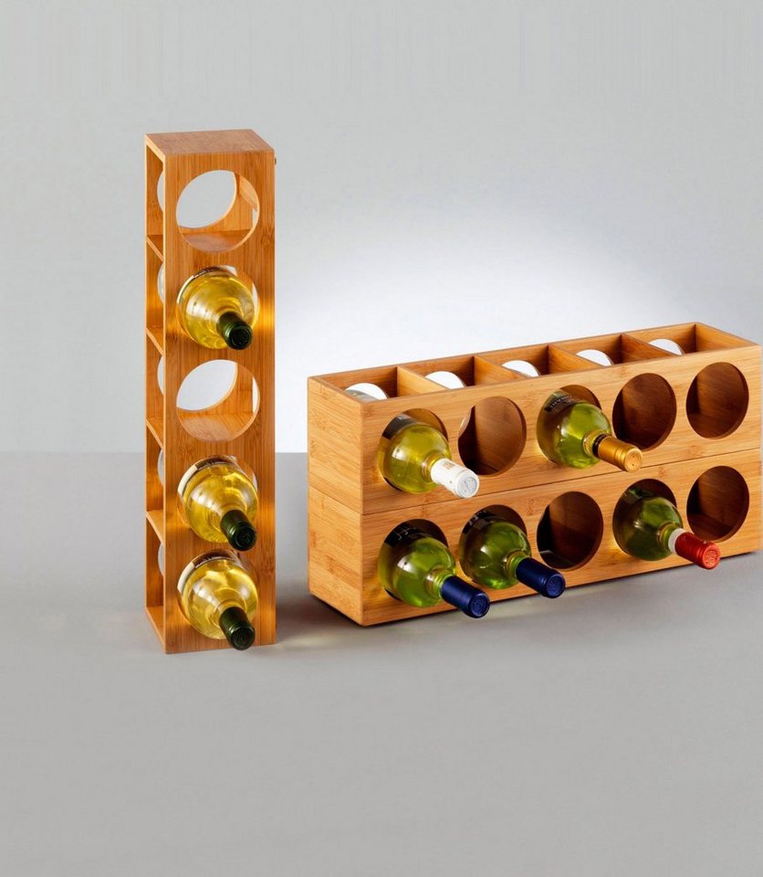 Zeller Present Weinregal Bamboo, für bis zu 5 Weinflaschen geeignet, Für  bis zu 5 Weinflaschen geeignet