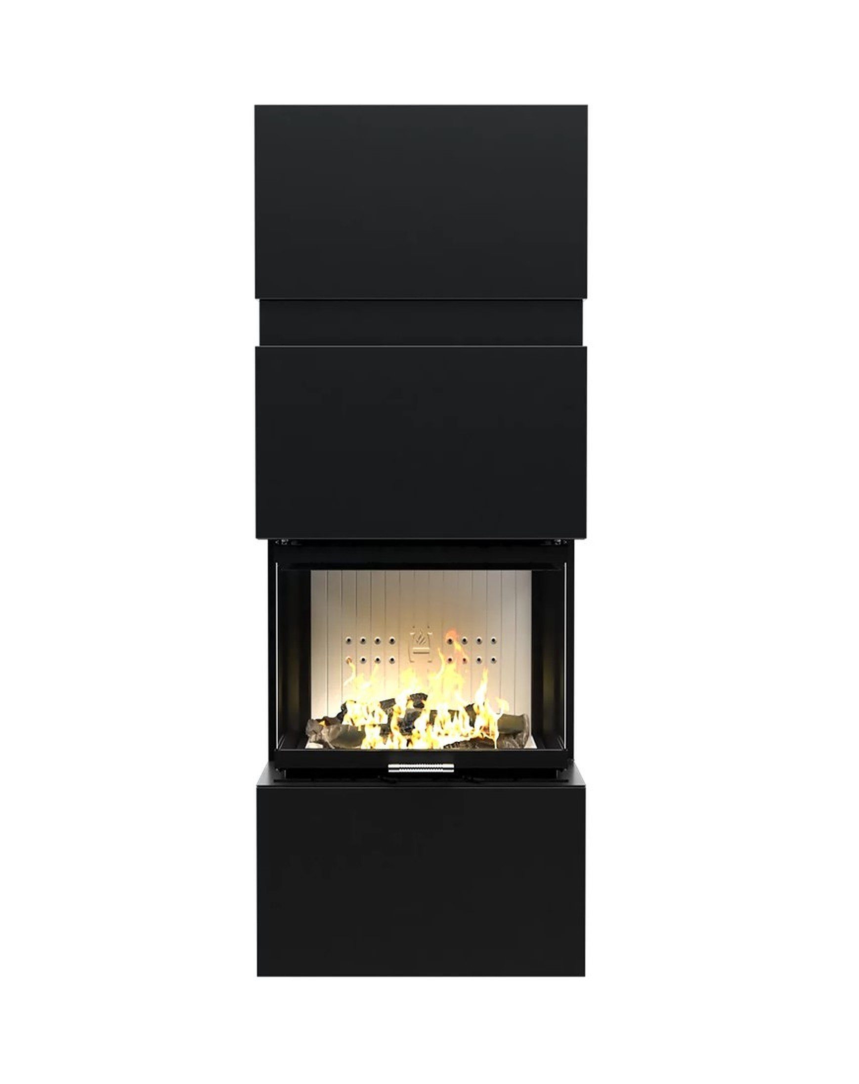 Hitze Kaminbausätze TRINITY 80x35x53.G Kaminbausatz in schwarz Bauart1 BImSchV II, 12,00 kW, Dauerbrand, Aschekasten
