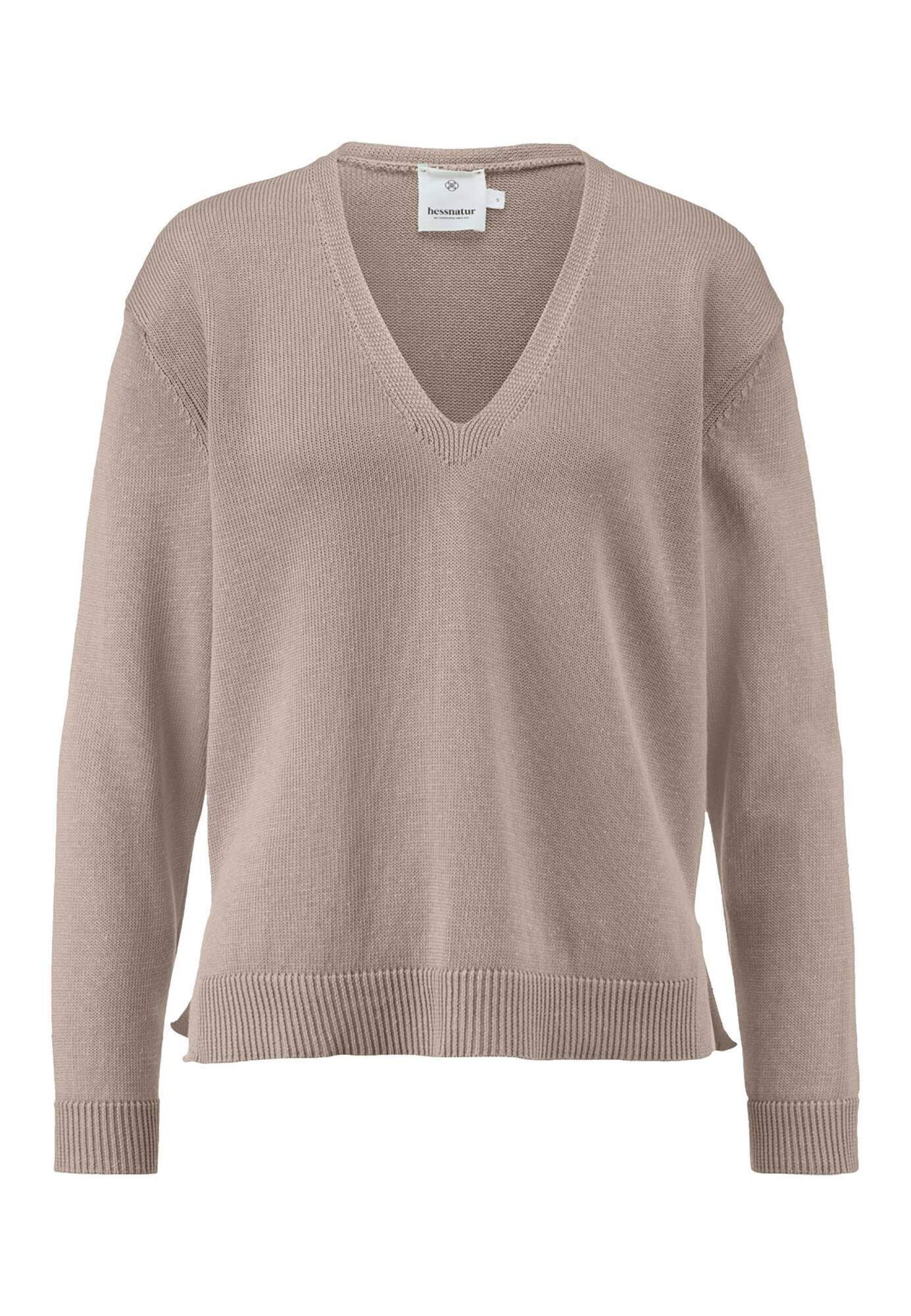 Hessnatur Strickpullover aus Bio-Baumwolle mit edlem Leinen (1-tlg)