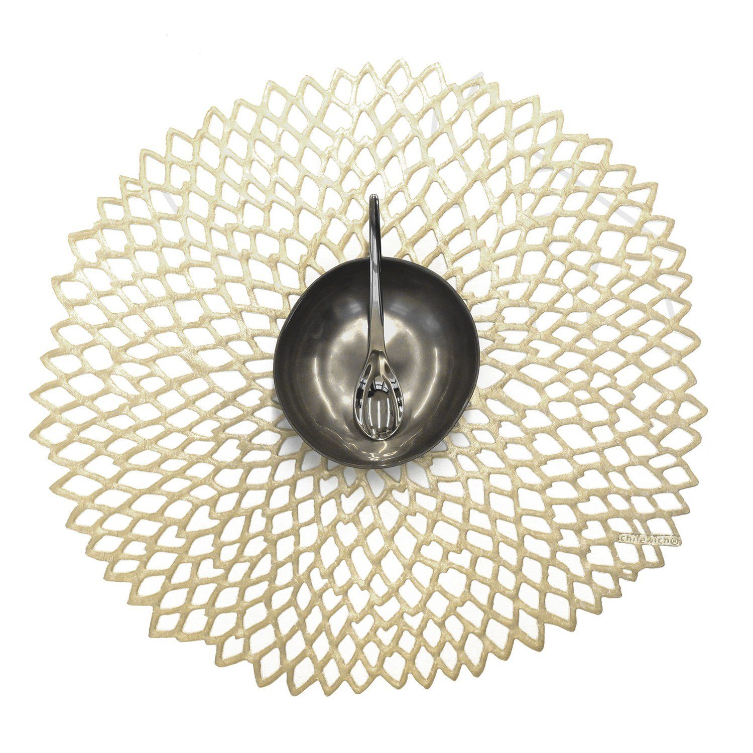 Chilewich Platzset Pressed Vinyl Dahlia Round Champagner, (1-St)