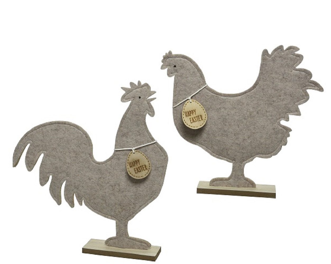 Osterfigur Hahn oder Henne Huhn Polyester stehend grau Ostern Stückpreis