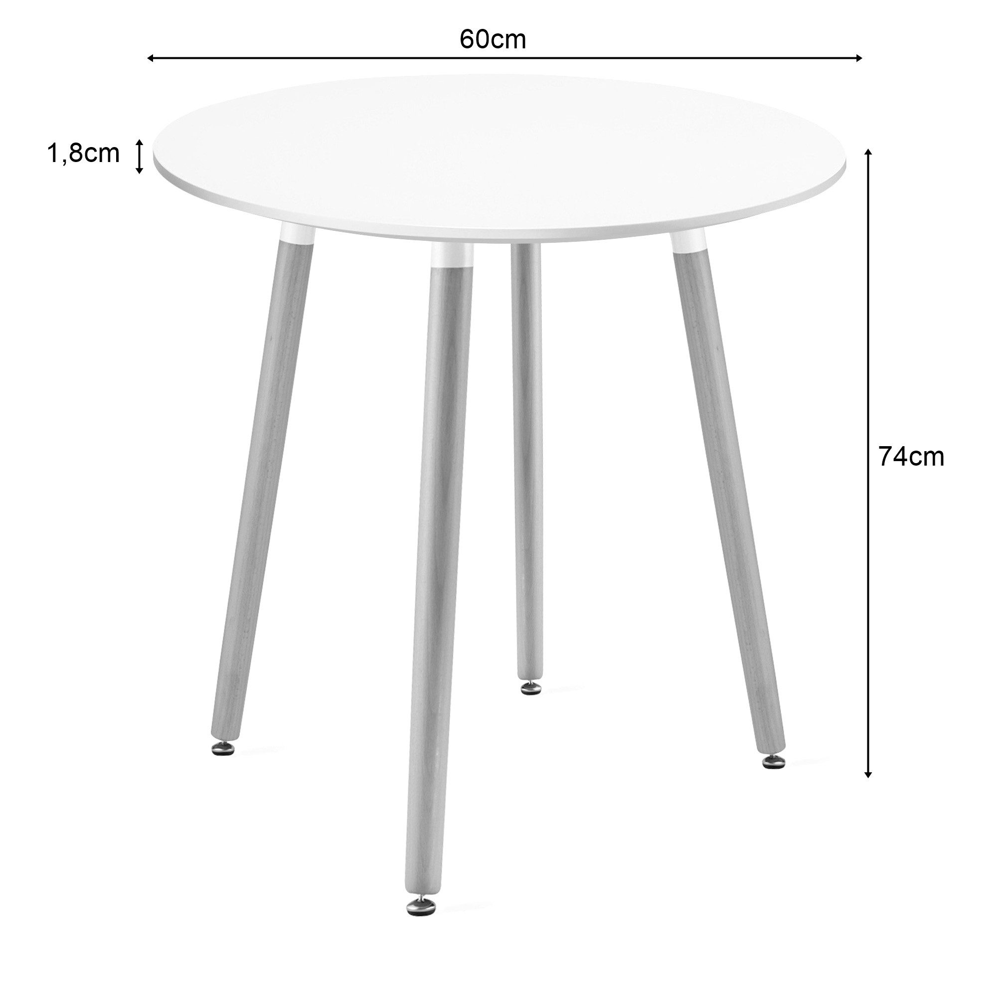 Home Collective Esstisch Runder weißer Esszimmertisch mit Beinen aus Naturb günstig online kaufen