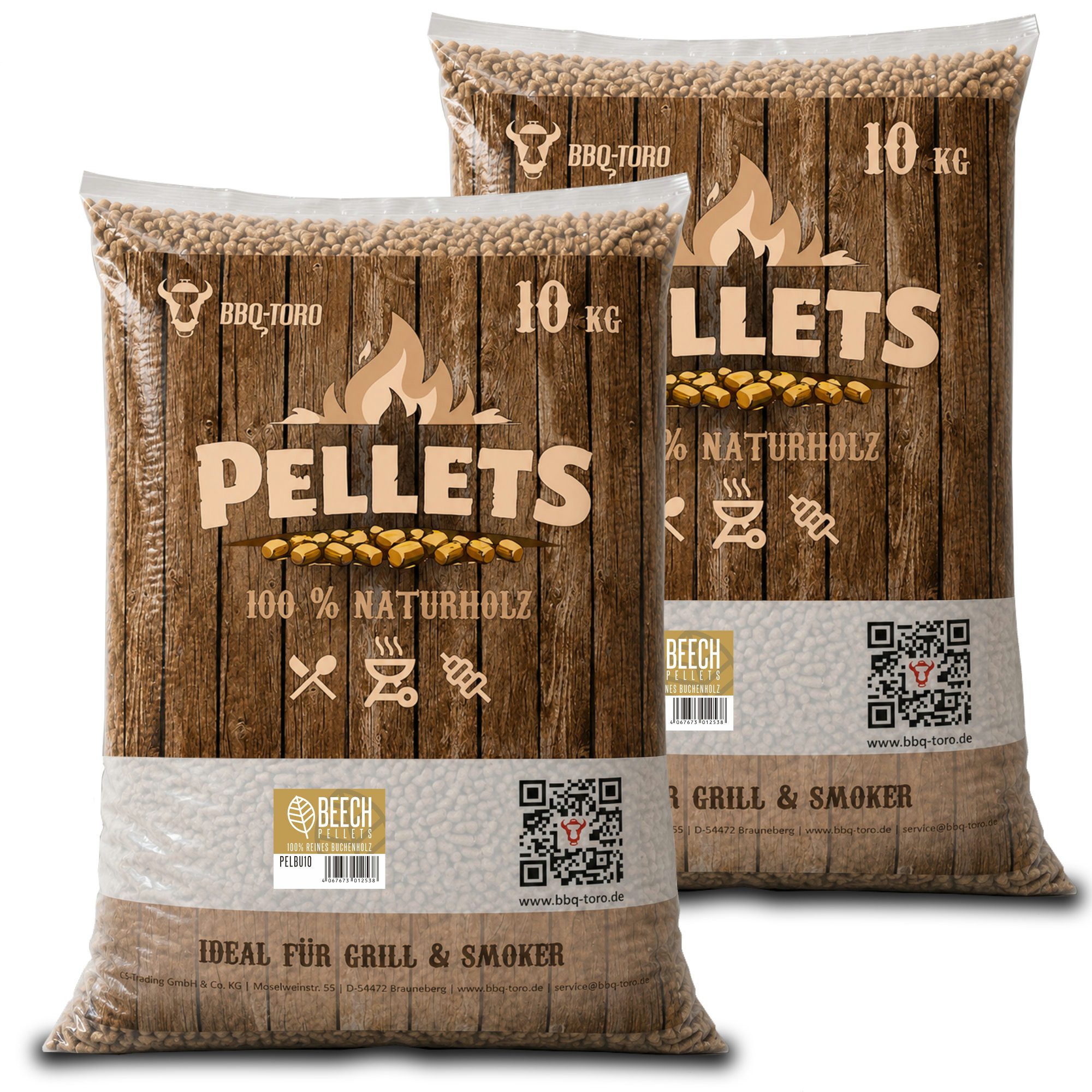 BBQ-Toro Holzpellets Beech Pellets aus 100% Buchenholz, 20 kg, Grillpellets, Räucherpellets, 20.00 kg, (1-St)