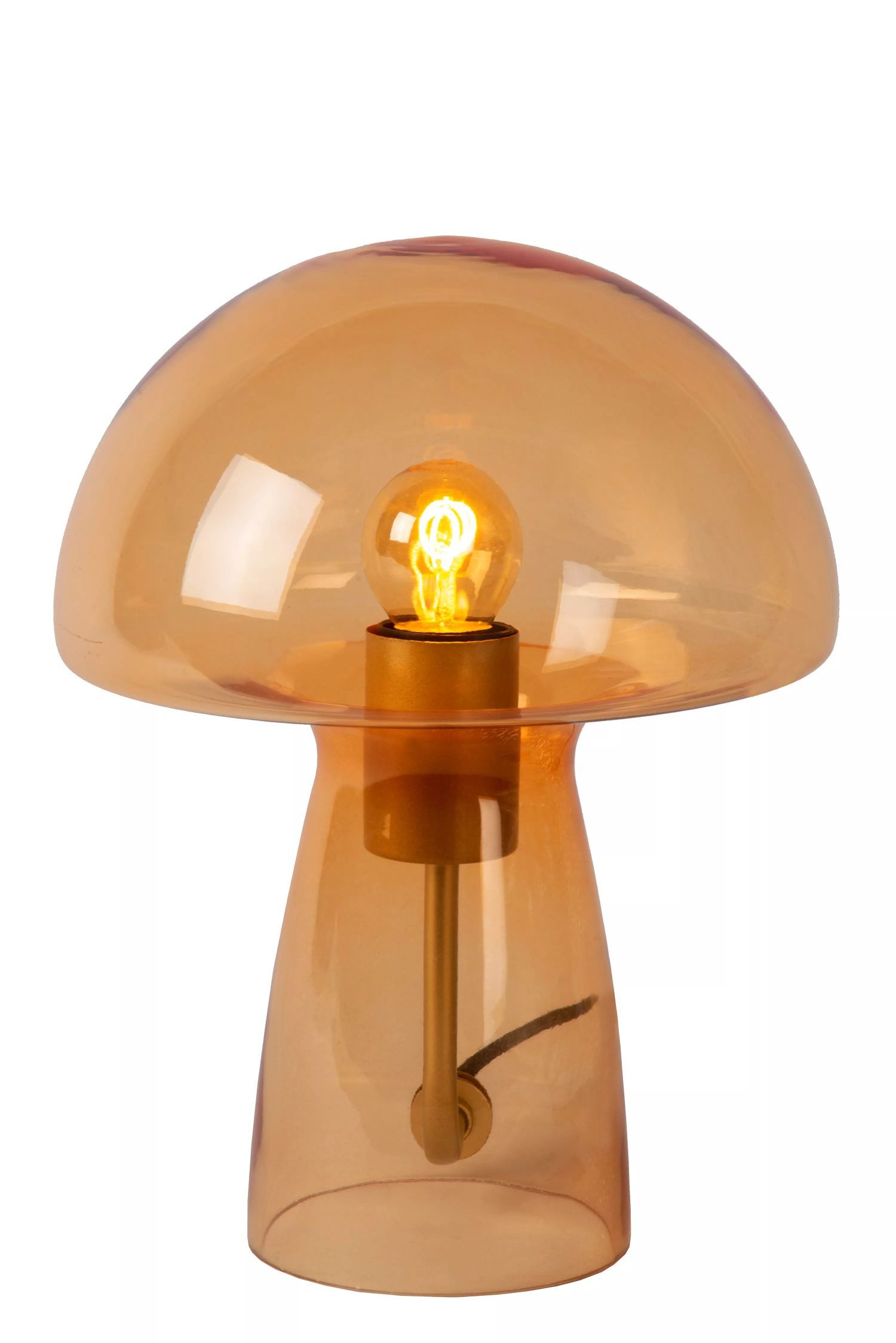 Licht-Erlebnisse Nachttischlampe TORIN, ohne Leuchtmittel, Glas E27 rund Ø 23 cm 28 cm Orange Retro Nachttischleuchte