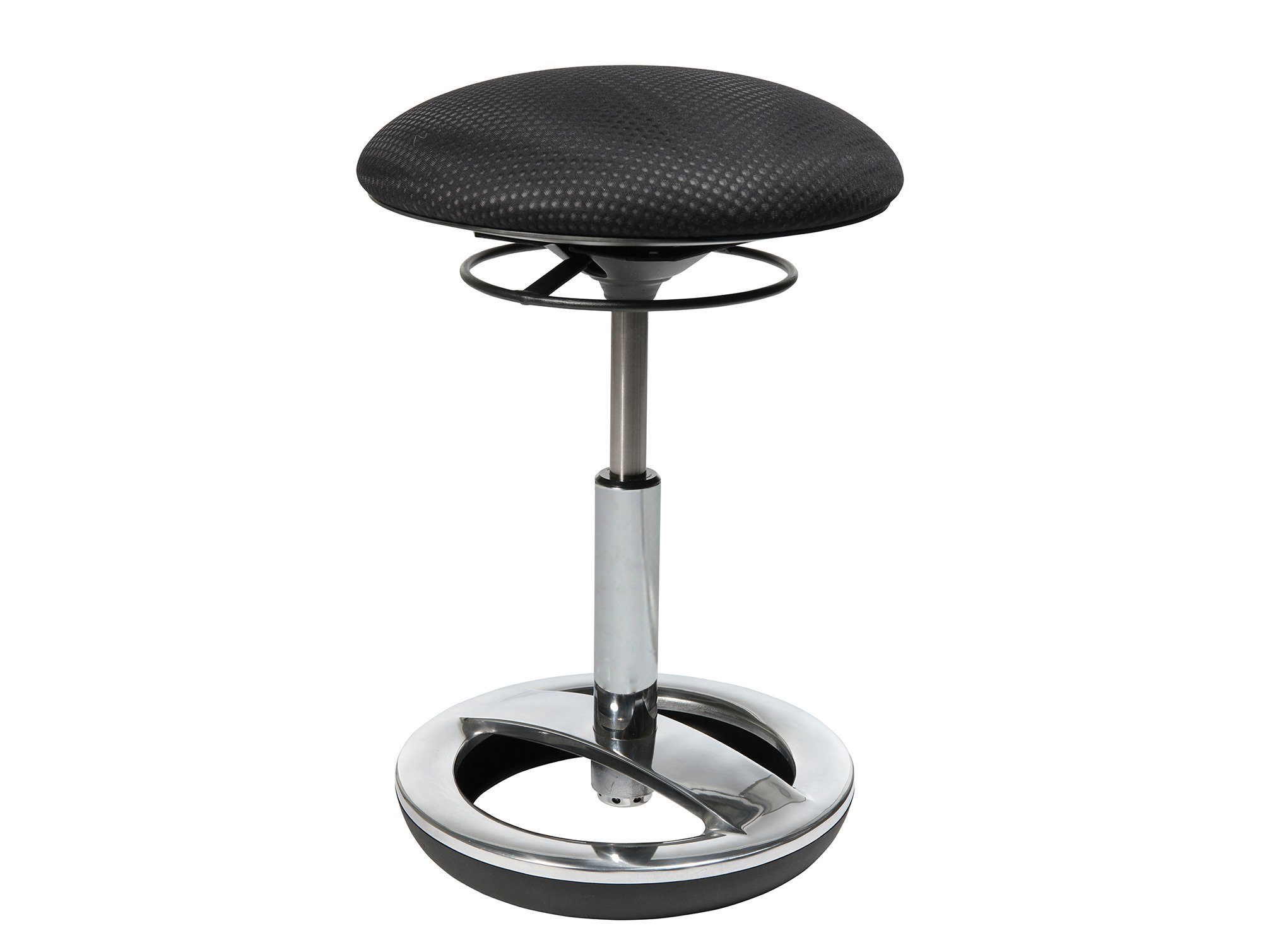 Moebel-Eins Stuhl, SITNESS BOB Drehstuhl / Hocker, Material Stoff/Aluminium, schwarz