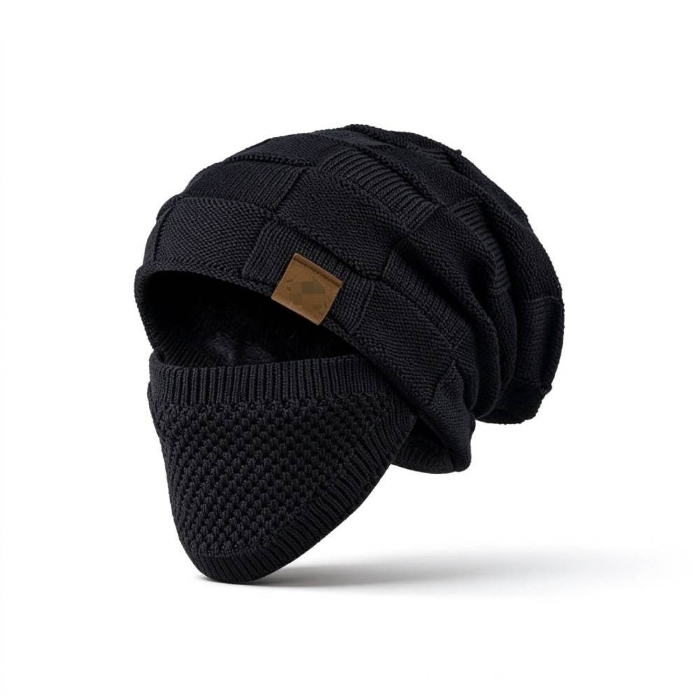 Blusmart Strickmütze Unisex Strick Wintermütze mit abnehmbarem Gesichtsschutz (Fleece-Innenfutter, Winddichte Thermo Beanie) Für Skifahren, …