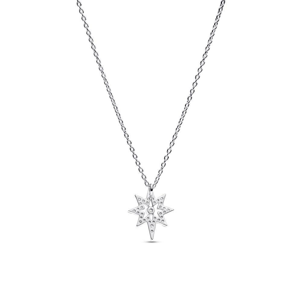 Pandora Kette mit Anhänger PANDORA Polarstern Kette für Damen aus 925er Silber, Zirkonia