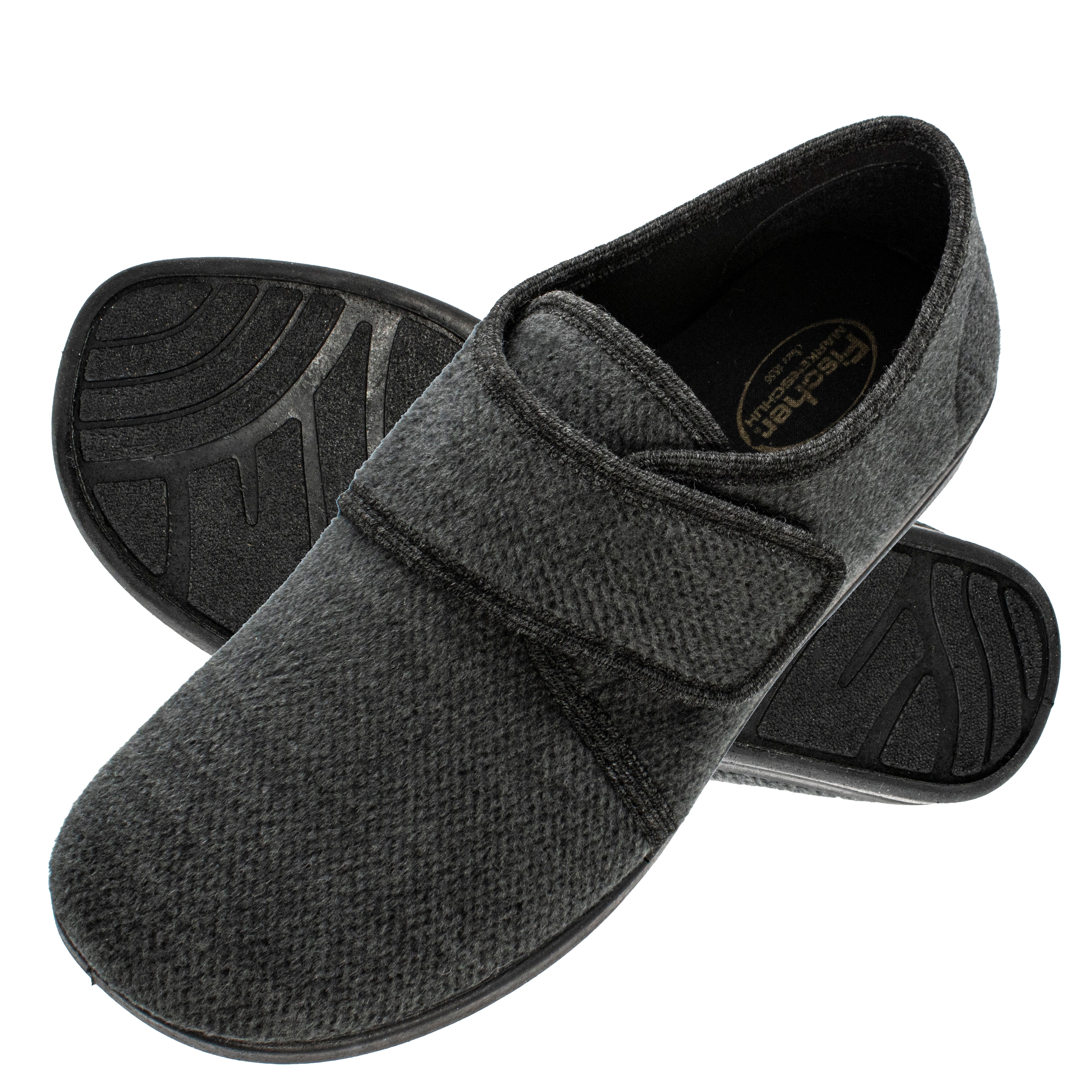 Fischer-Markenschuh Cornelius Hausschuh aus Baumwolle mit Stretch, Weite L, Einlegesohle herausnehmbar