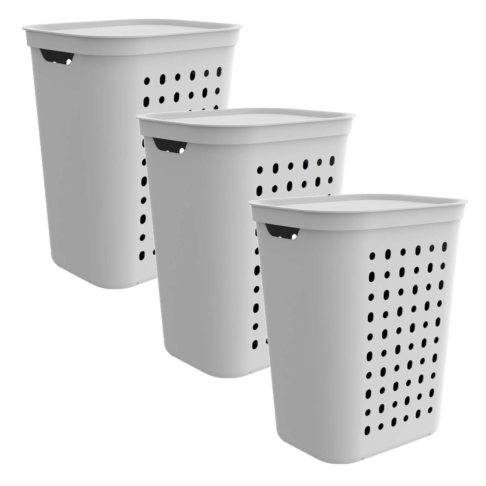 ROTHO Wäschekorb 3er-Set Wäschesammler mit Deckel Jona 55l (Wäschesammlerse günstig online kaufen