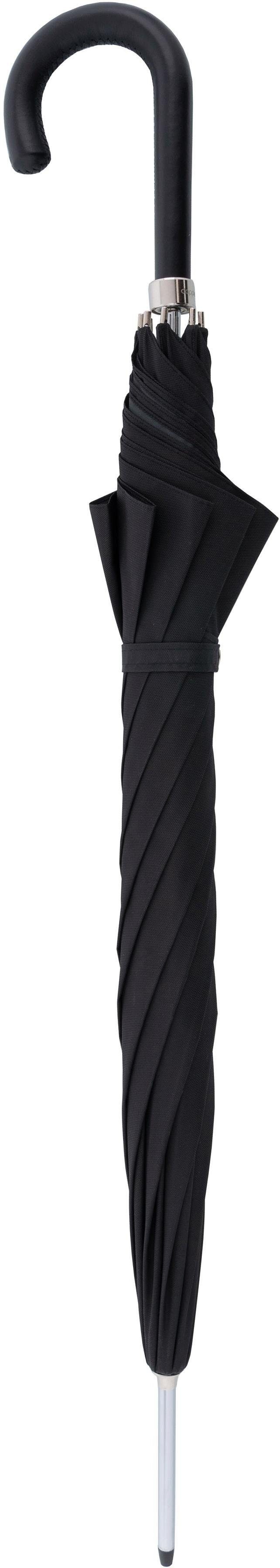 doppler MANUFAKTUR Stockregenschirm Oxford schwarz, Uni, handgemachter Manufaktur-Stockschirm