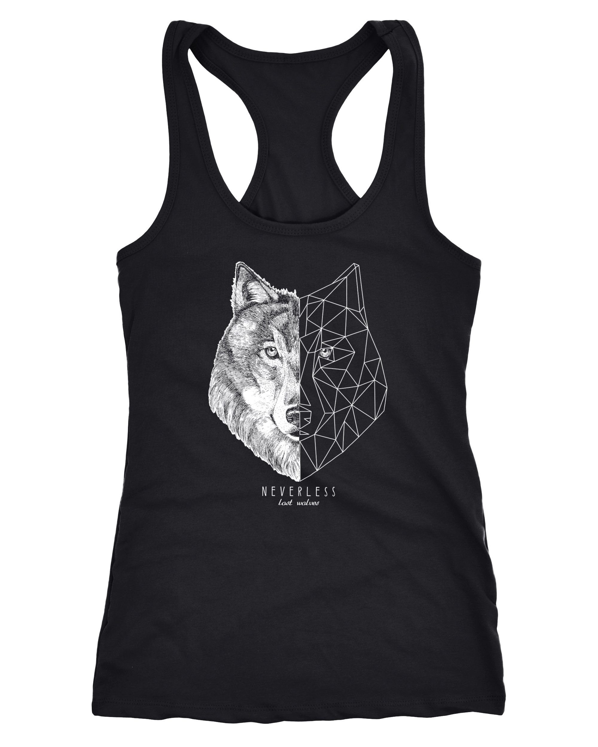 Tanktop Damen Tank-Top Wolf Polygon Kunst Grafik Tiermotiv Printshirt Fashion