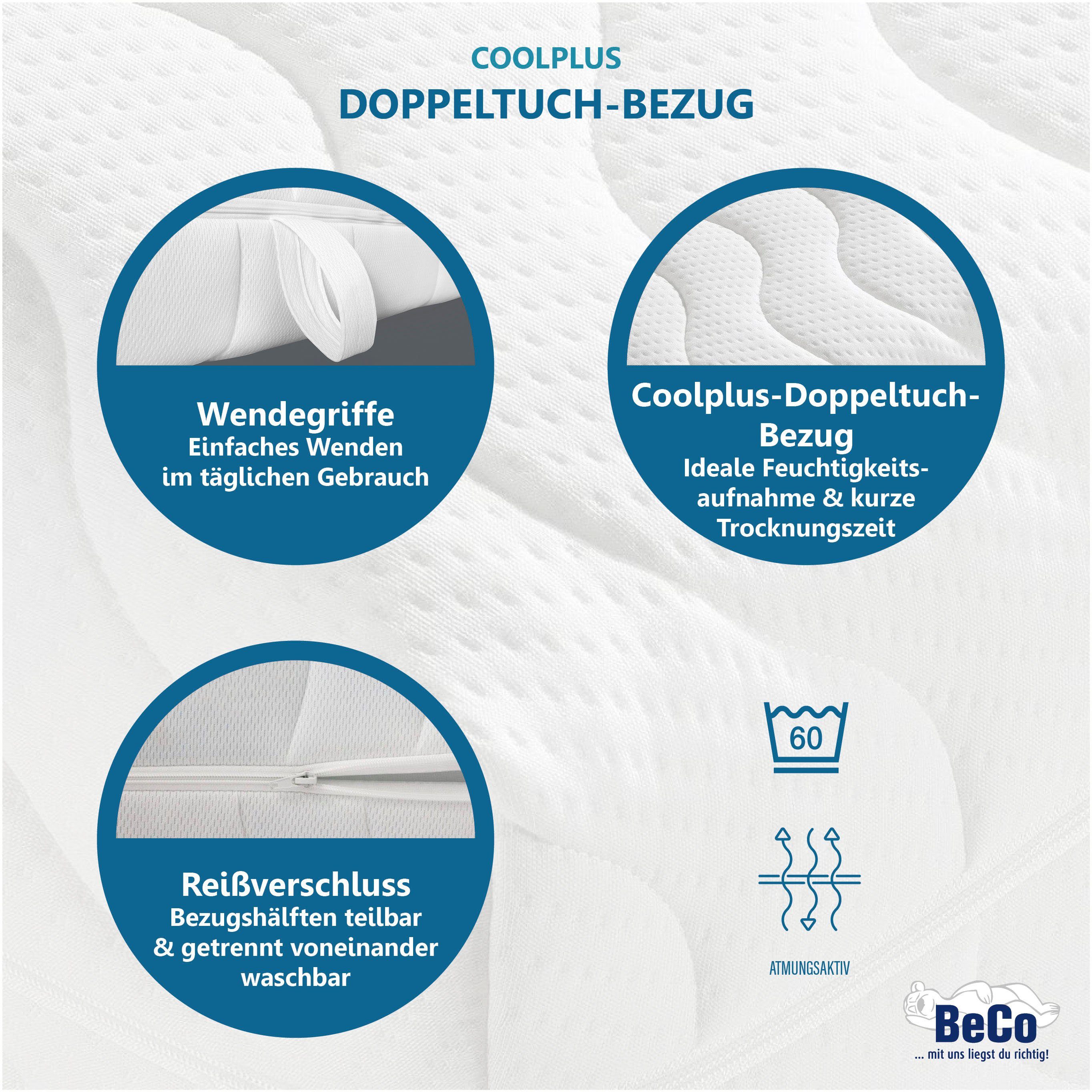 Komfortschaummatratze Premium Cool Plus, Matratze durch 90x200 Beco, cm in Optimales weiteren 25 hoch, Größen, Cool-Plus-Markenfaser Schlafklima und cm