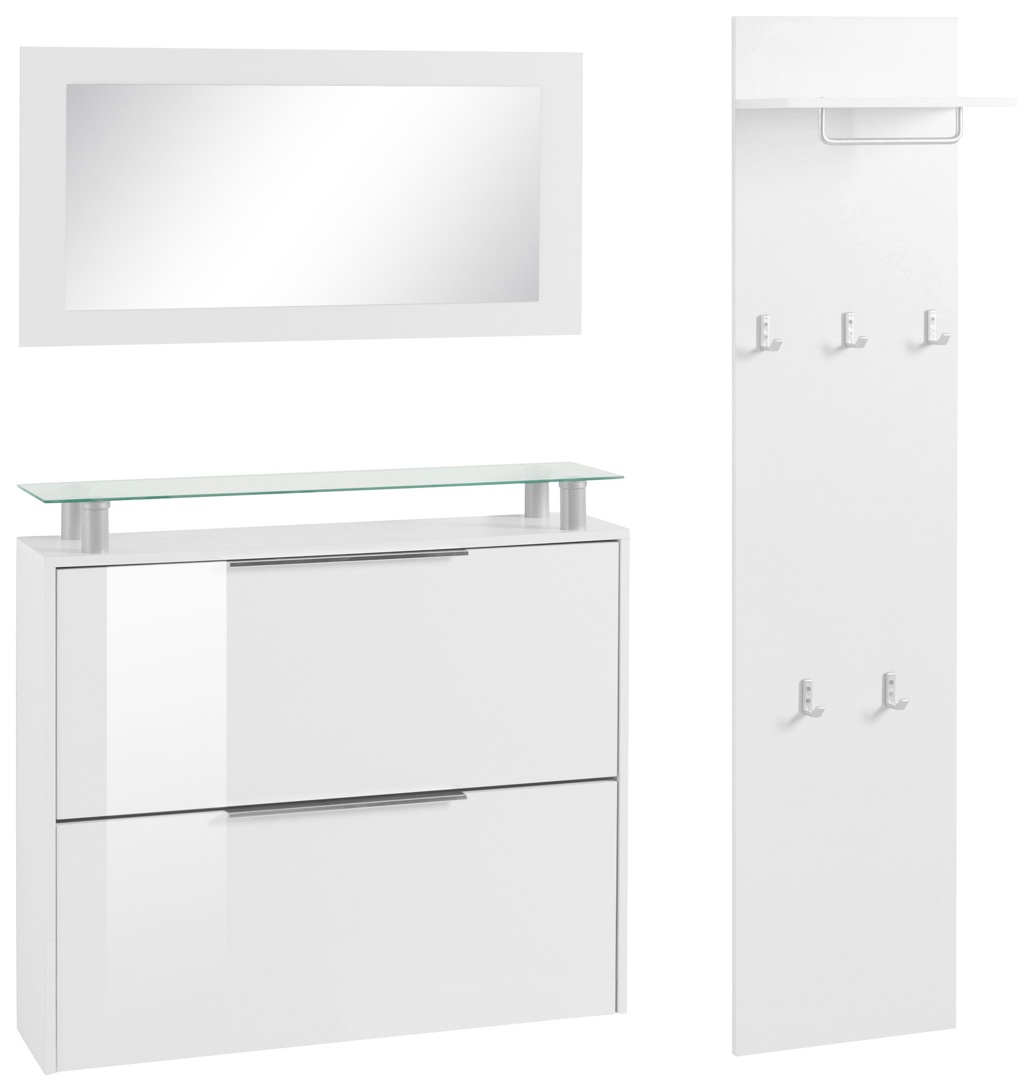 borchardt Möbel Garderoben-Set Rena mit Schuhschrank, Paneel und Spiegel, mit Glasablage – Bild 2 von 5