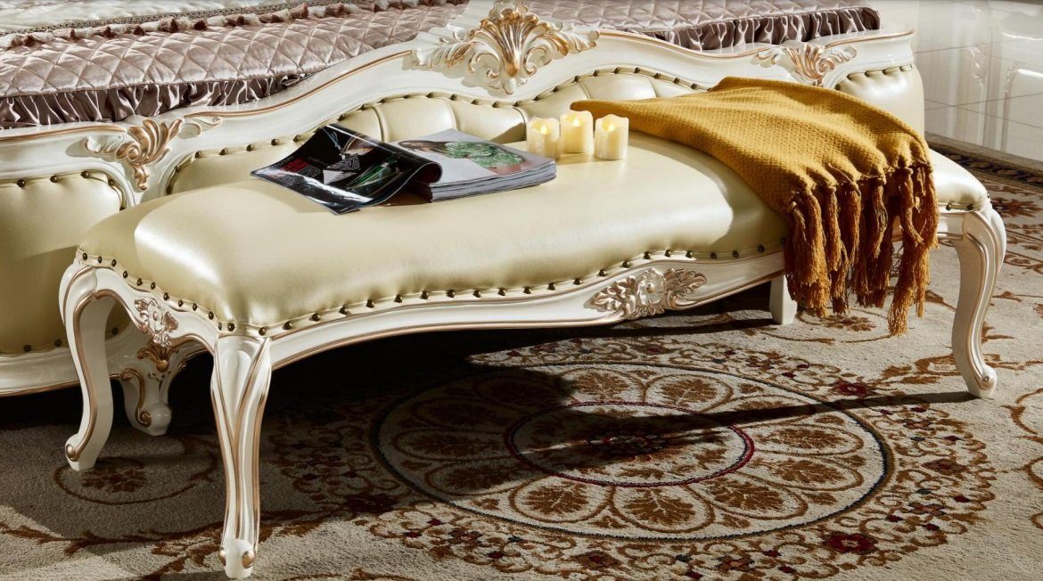 JVmoebel Подставка для ног Polsterbank im Barockstil für das Schlafzimmer in Beige, Made in Europa