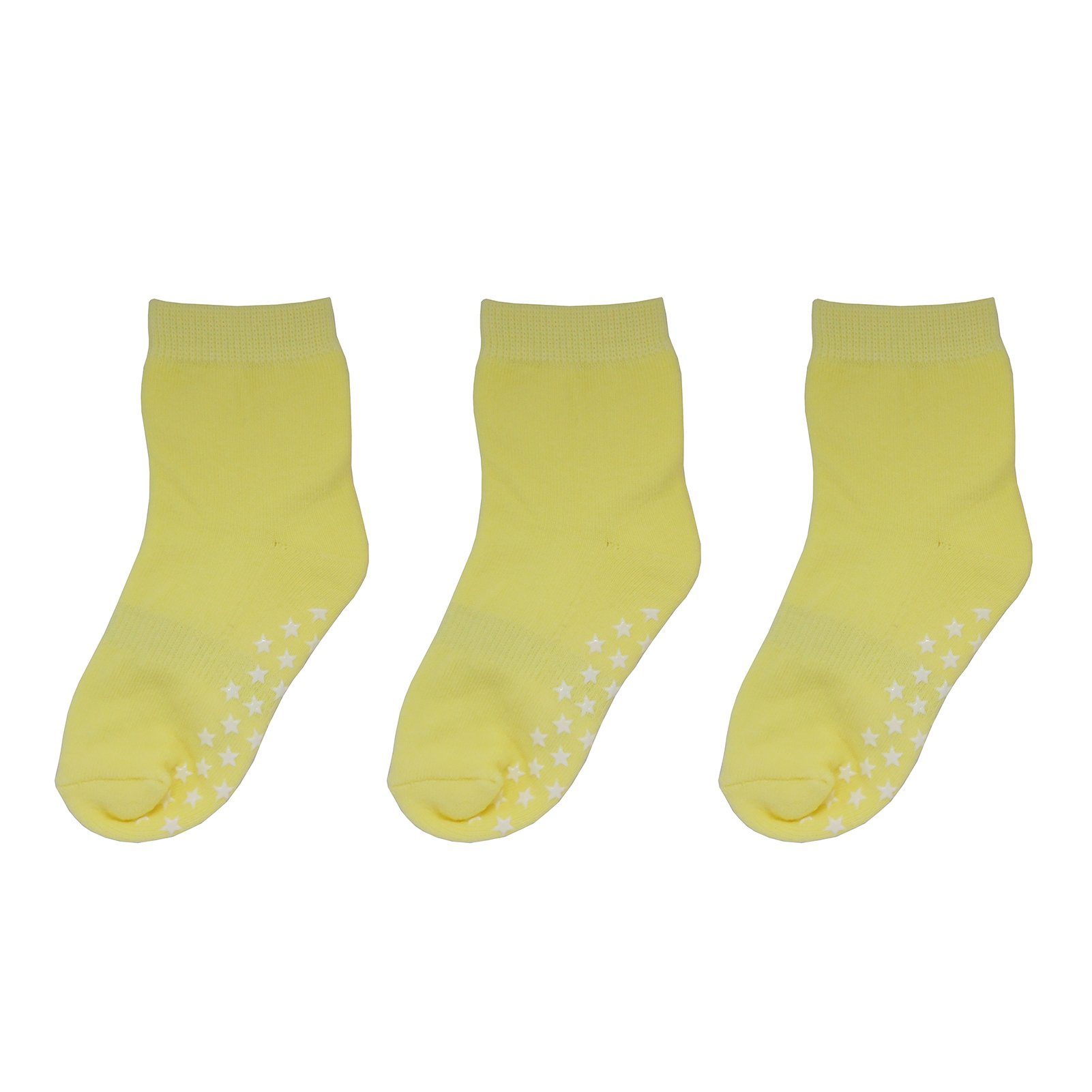 Yalion Langsocken Weiche Kinder Baumwoll Socken Babysocken (3-Paar) mit Halbplüsch Rutschfest und warm, Natur hautfreundlich Gelb