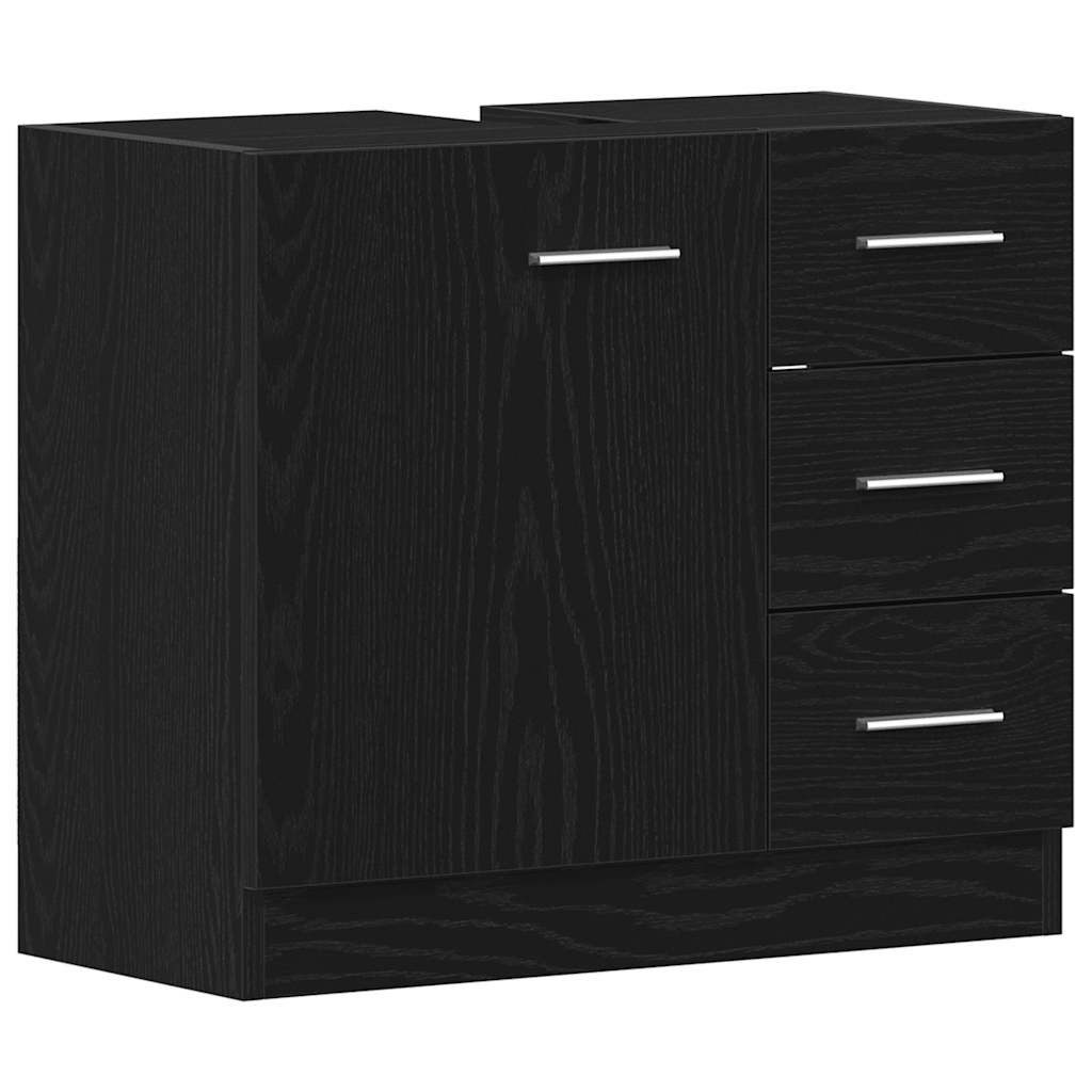 vidaXL Waschbeckenunterschrank Waschbeckenunterschrank Schwarz Eichen-Optik 63x30x54 cm