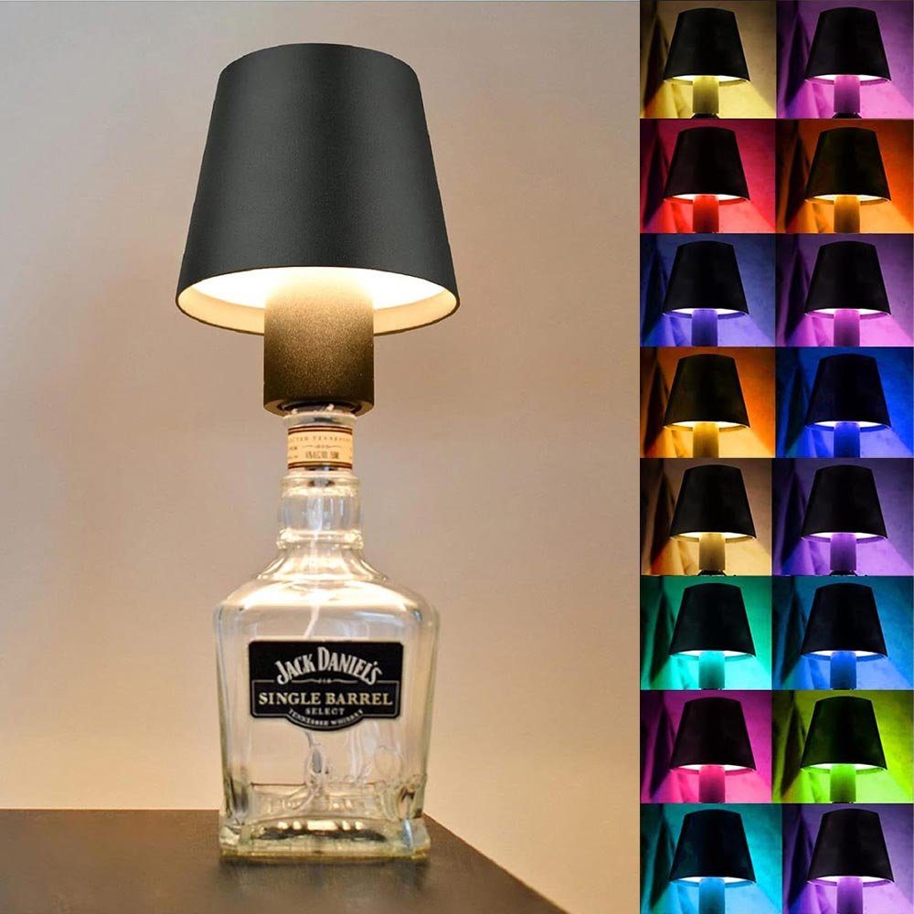 Flaschenleuchte Wiederaufladbar,Dimmbar, LED-Dekoration Schwarz LED Nachtlicht Tischleuchte LED USB-Aufladung Flaschenleuchte LED Acryl MUPOO Nachttischlampe RGB